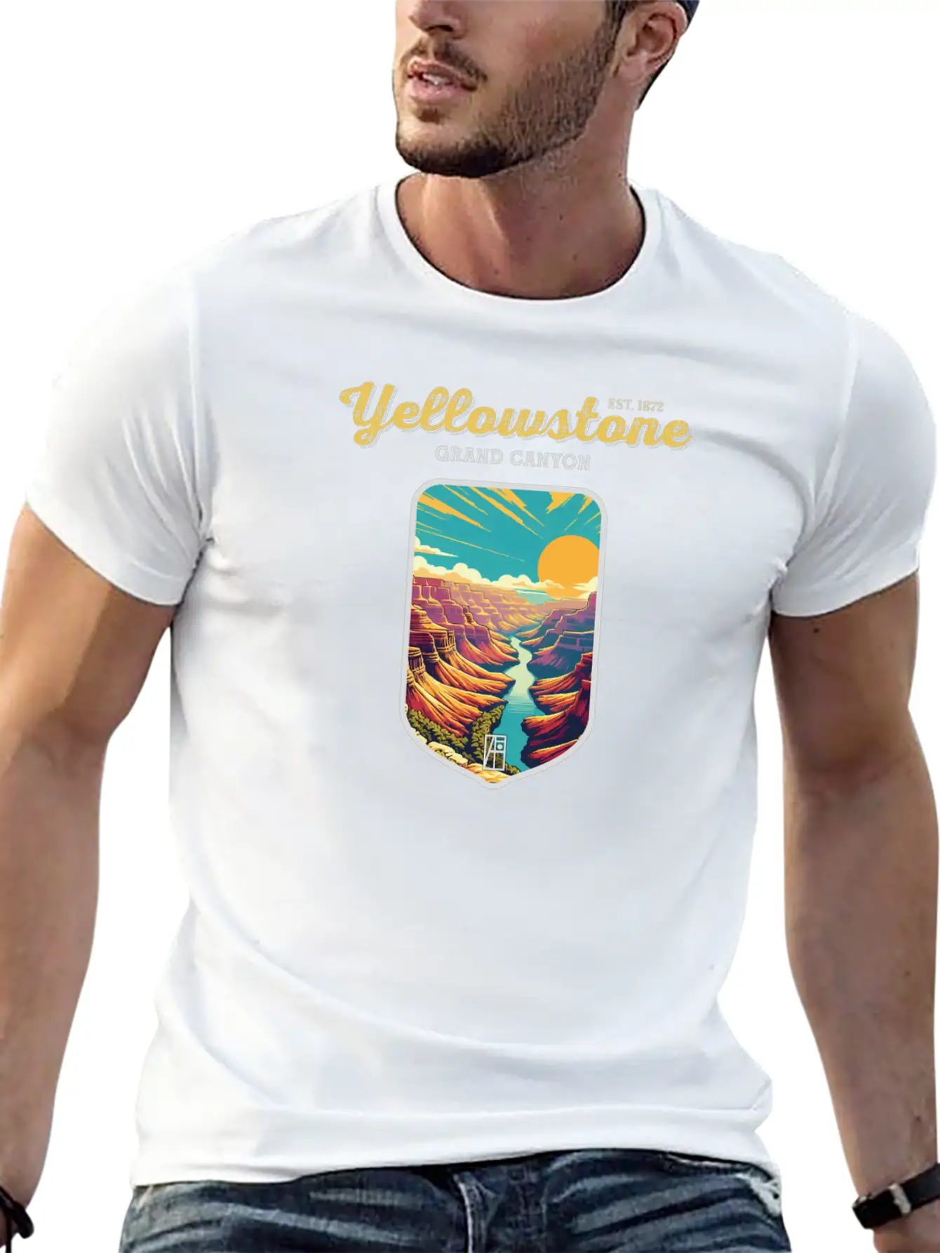 USA - YELLOWSTONE - Grand Canyon - 2 Unisex Short Sleeve Soft Cotton T-Shirt – Casual Everyday Wear