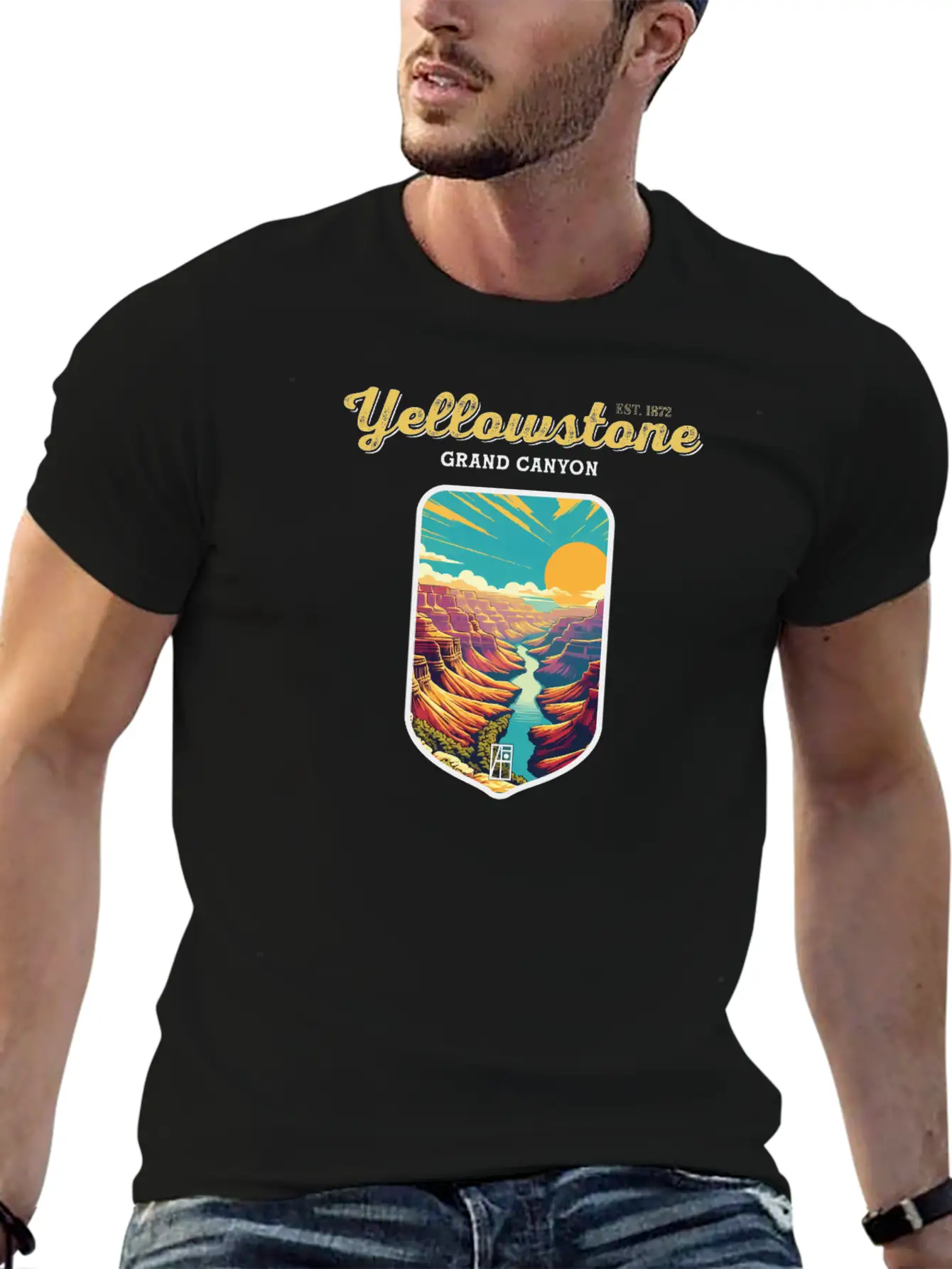 USA - YELLOWSTONE - Grand Canyon - 2 Unisex Short Sleeve Soft Cotton T-Shirt – Casual Everyday Wear