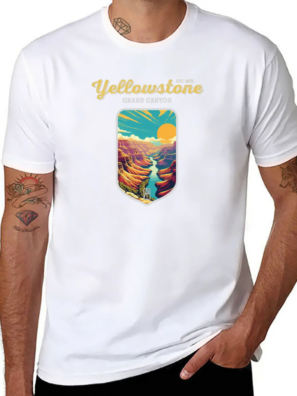 USA - YELLOWSTONE - Grand Canyon - 2 Unisex Short Sleeve Soft Cotton T-Shirt – Casual Everyday Wear