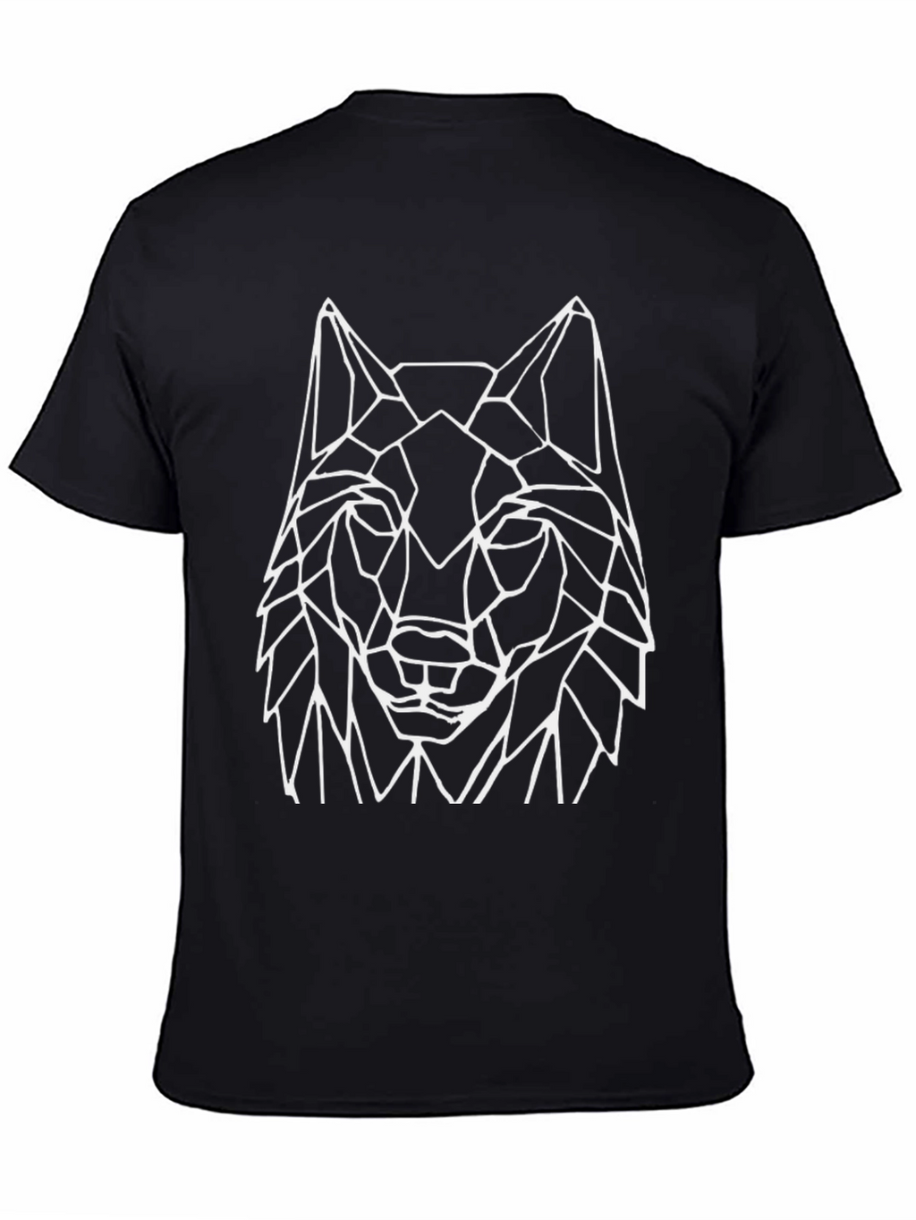Geometric Wolf Graphic Tee - Black