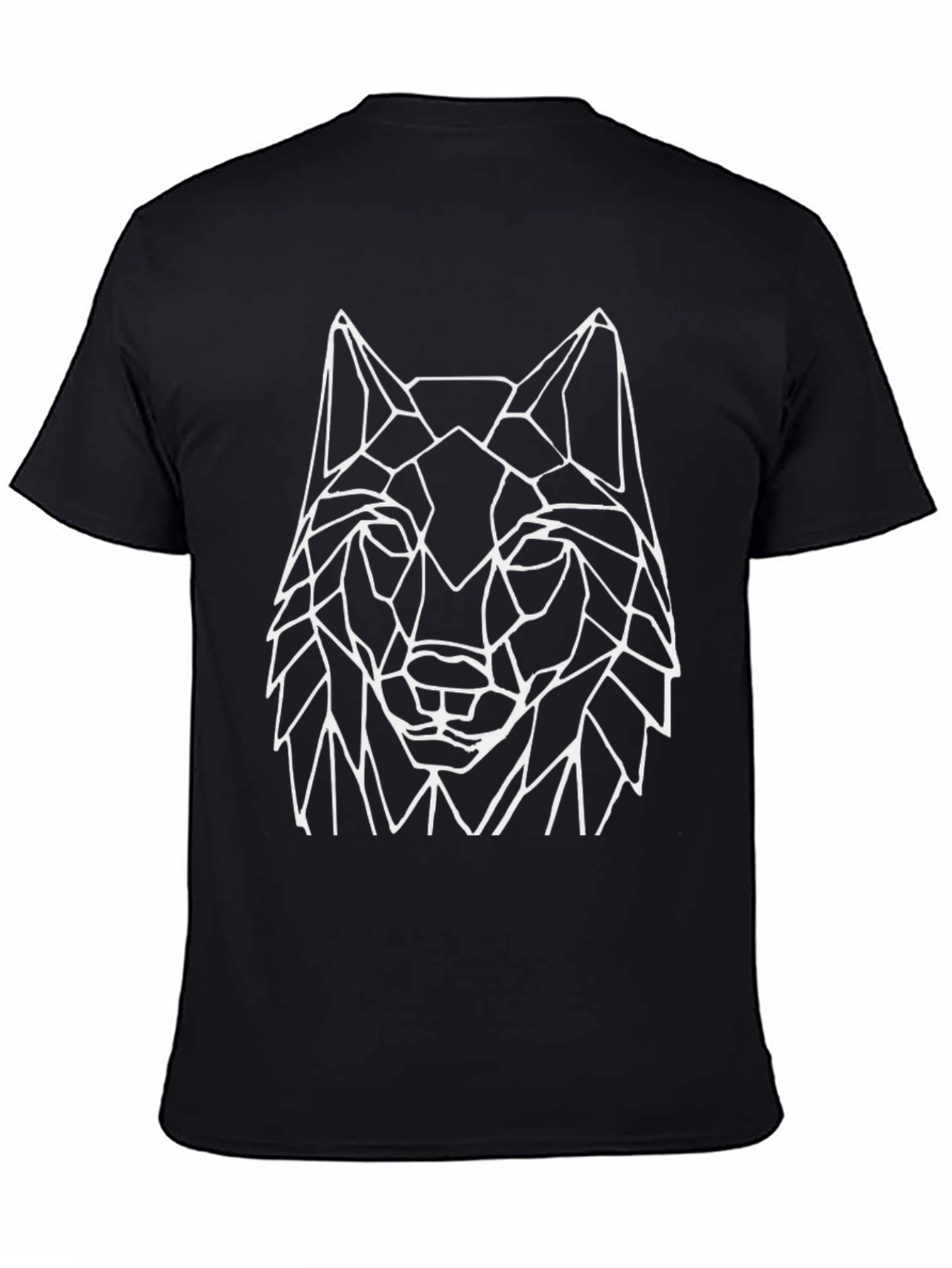 Geometric Wolf Graphic Tee - Black