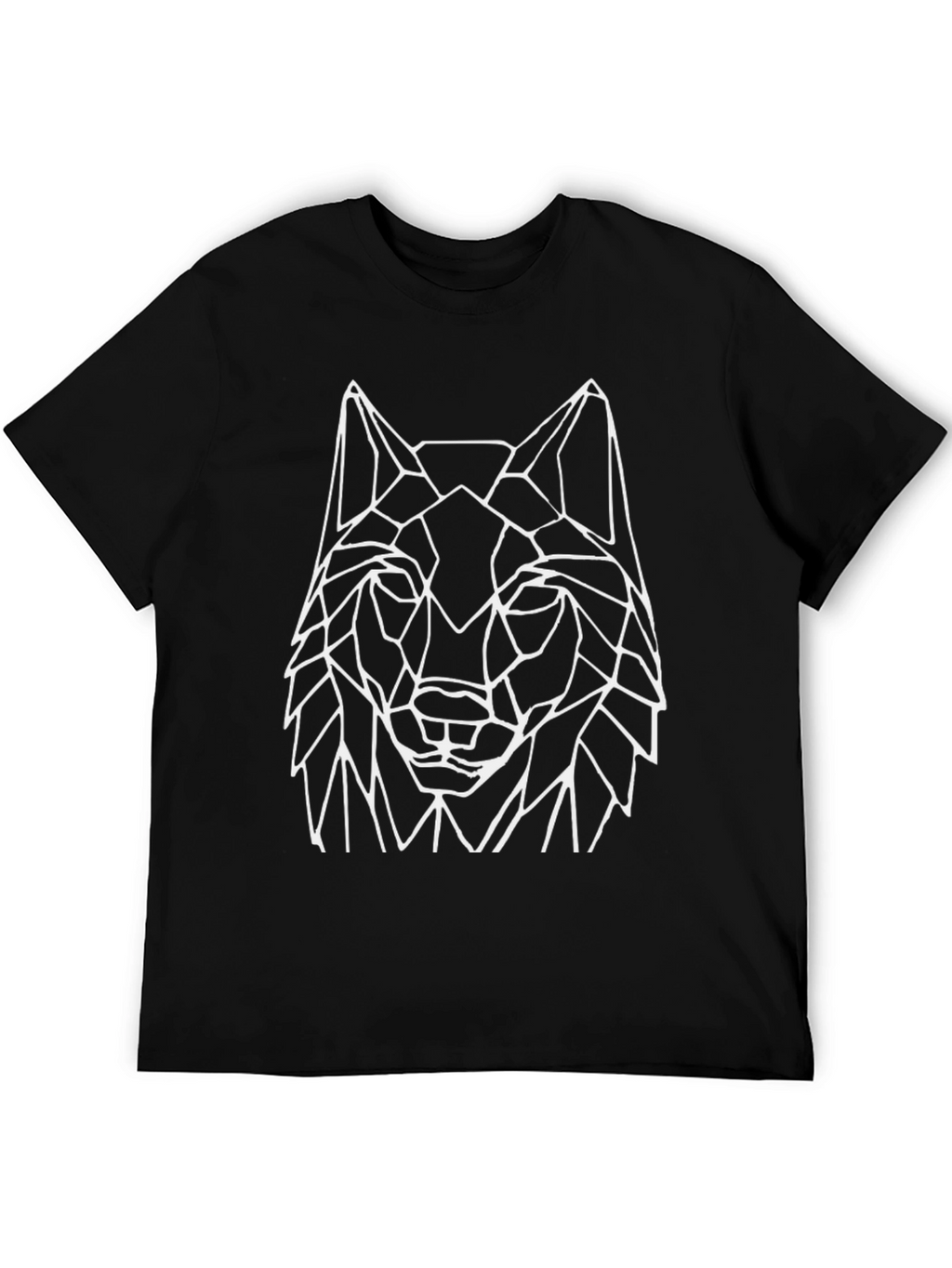 Geometric Wolf Graphic Tee - Black