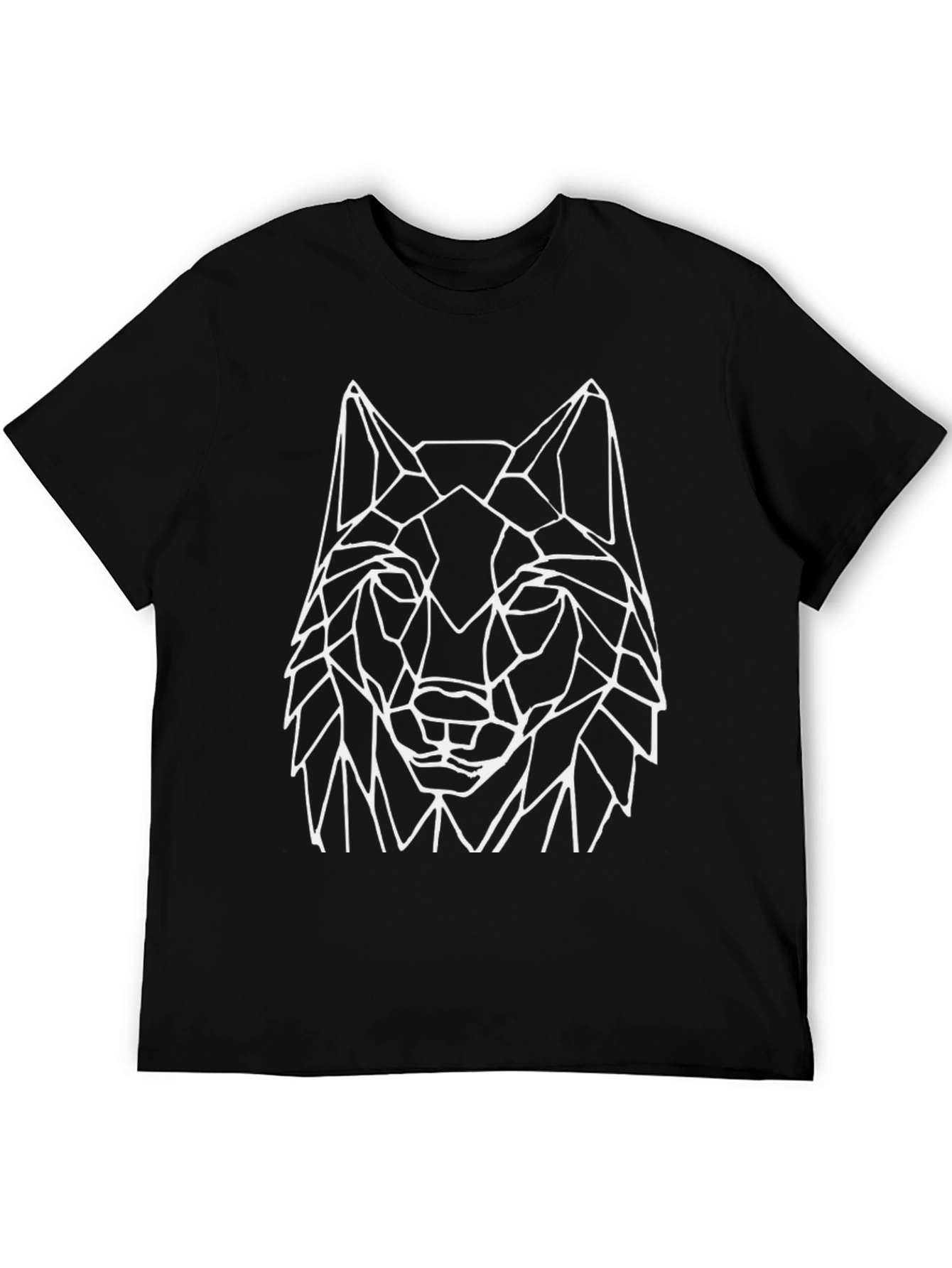 Geometric Wolf Graphic Tee - Black