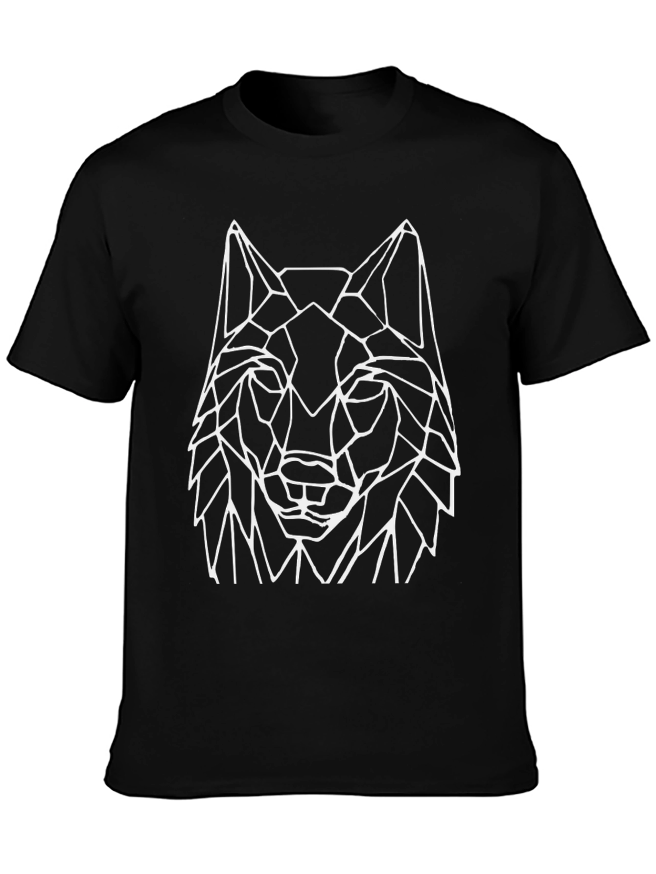 Geometric Wolf Graphic Tee - Black