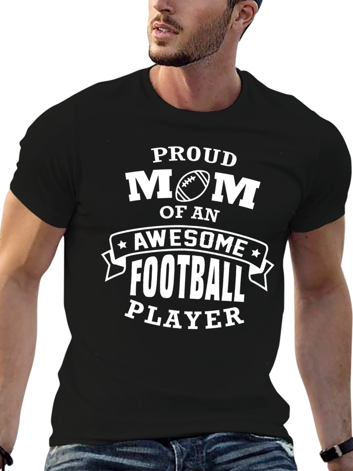 Proud Mom Football Player Graphic T-Shirt