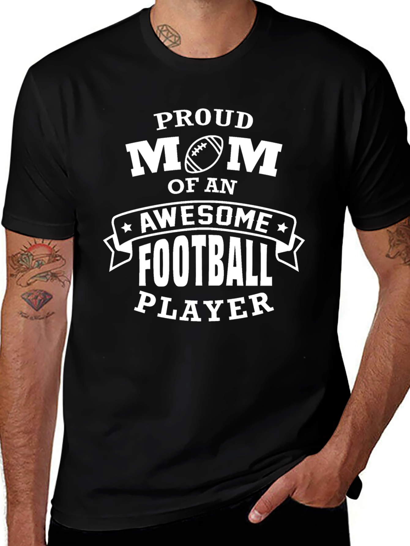 Proud Mom Football Player Graphic T-Shirt