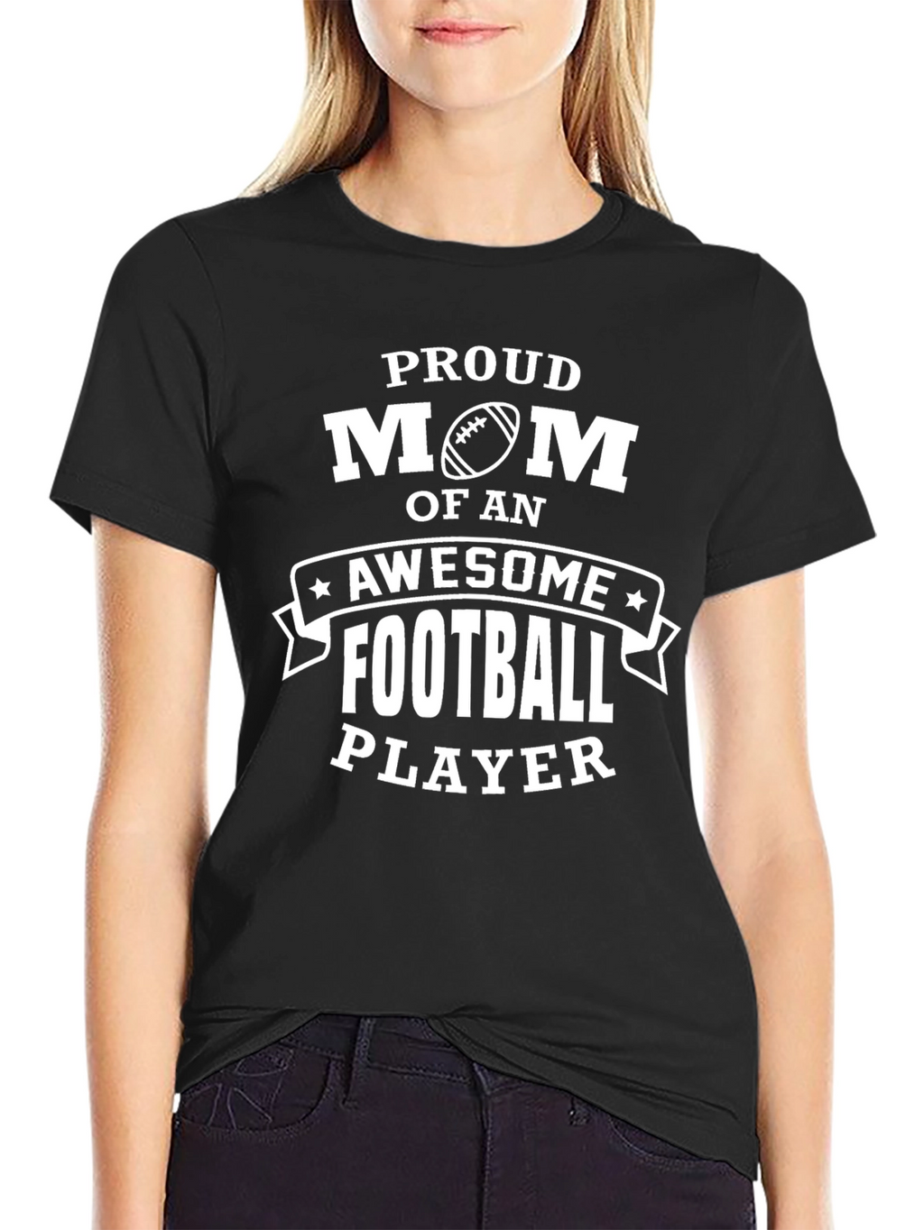 Proud Mom Football Player Graphic T-Shirt