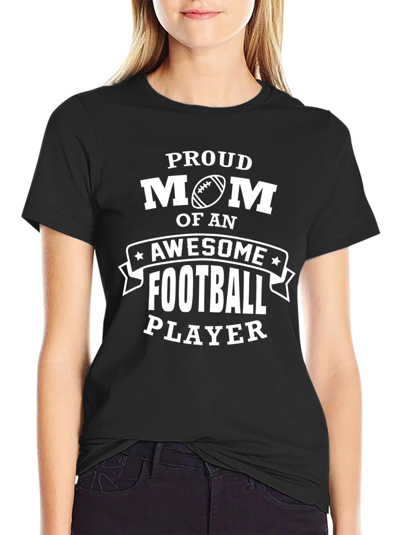 Proud Mom Football Player Graphic T-Shirt