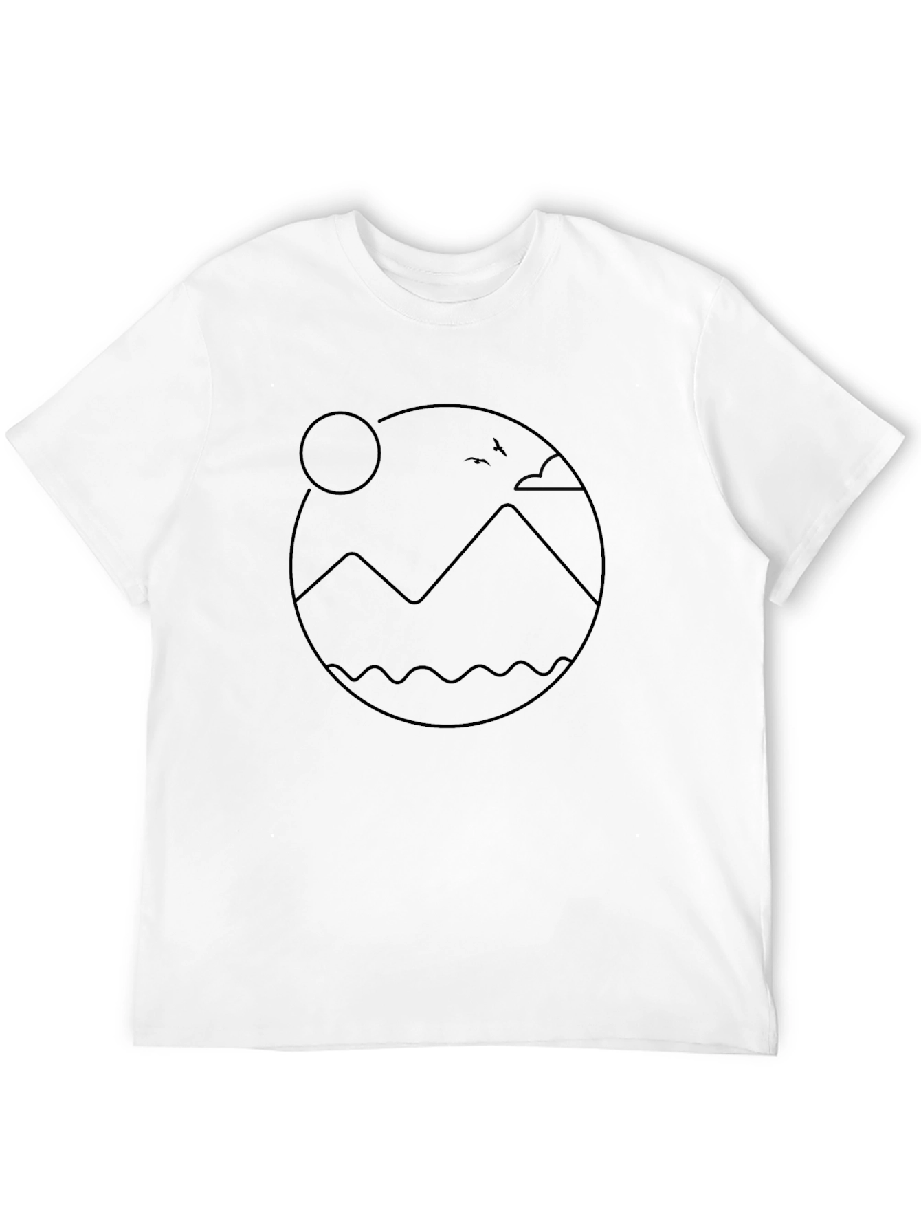 Minimalist Nature Graphic Tee - Black Cotton Blend