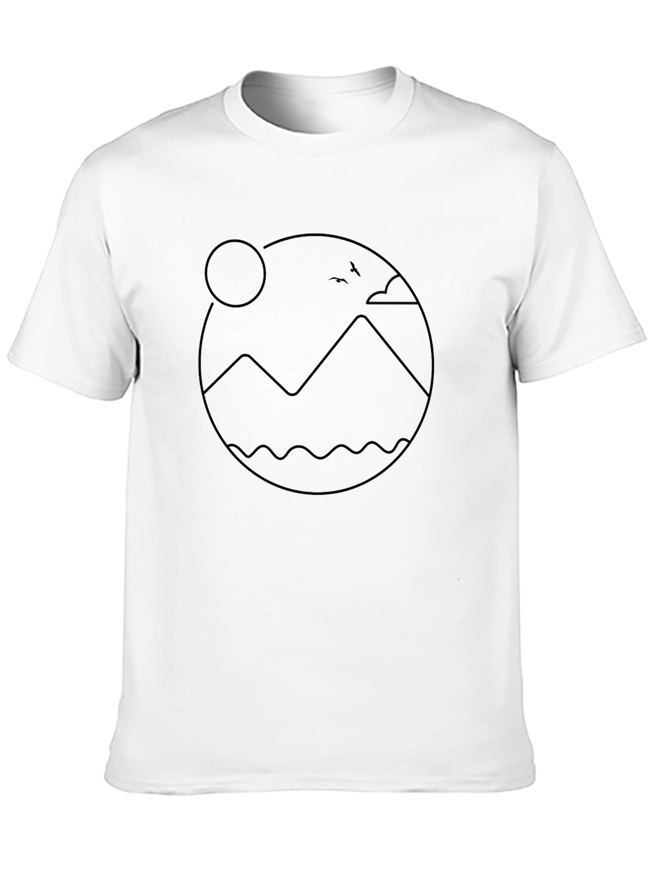 Minimalist Nature Graphic Tee - Black Cotton Blend
