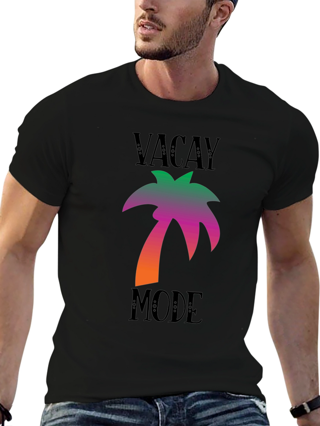 Vacay Mode Black Palm Tree Graphic Tee