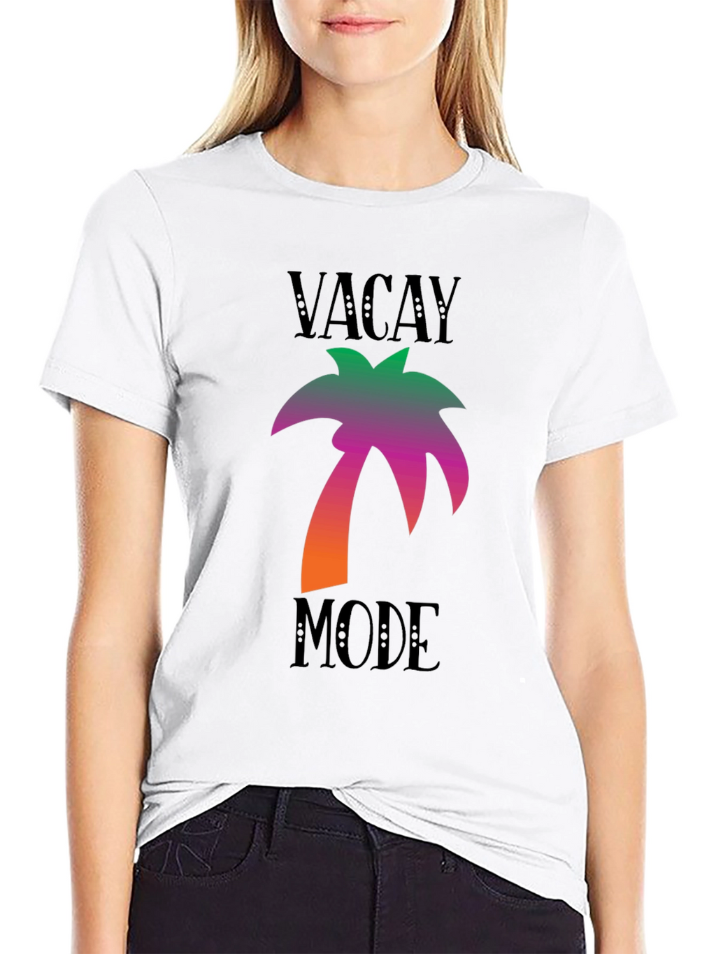 Vacay Mode Black Palm Tree Graphic Tee