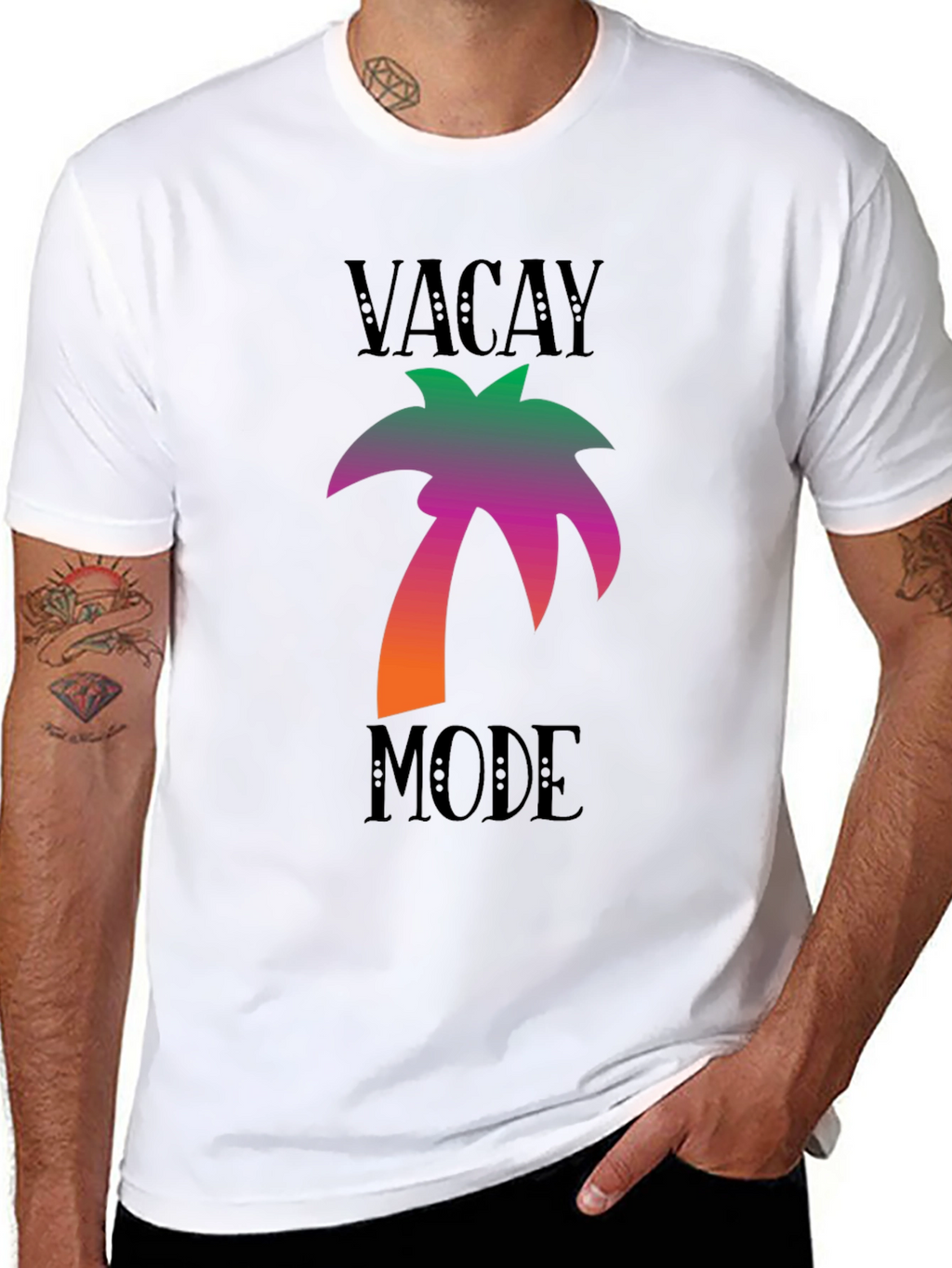 Vacay Mode Black Palm Tree Graphic Tee