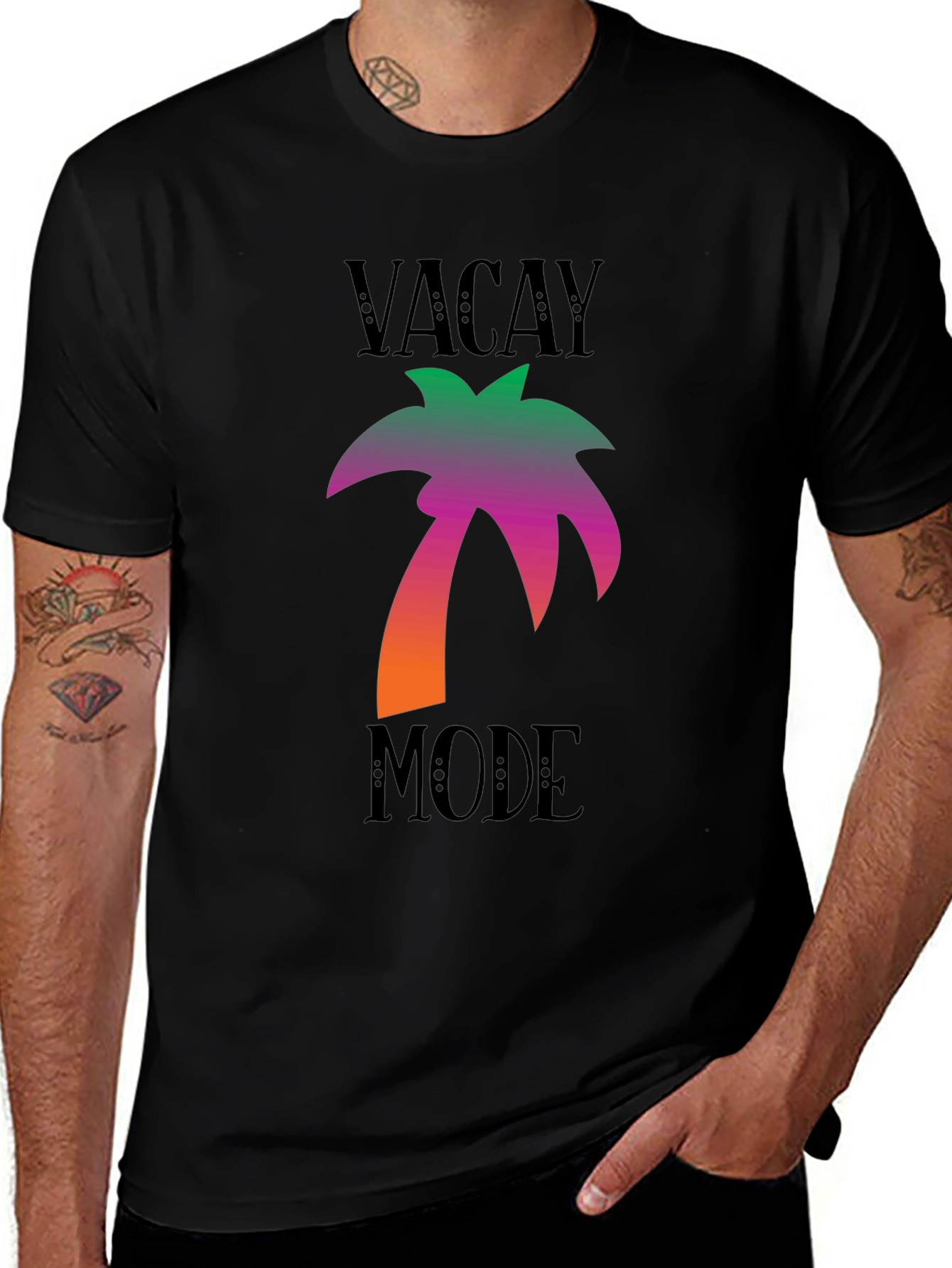 Vacay Mode Black Palm Tree Graphic Tee