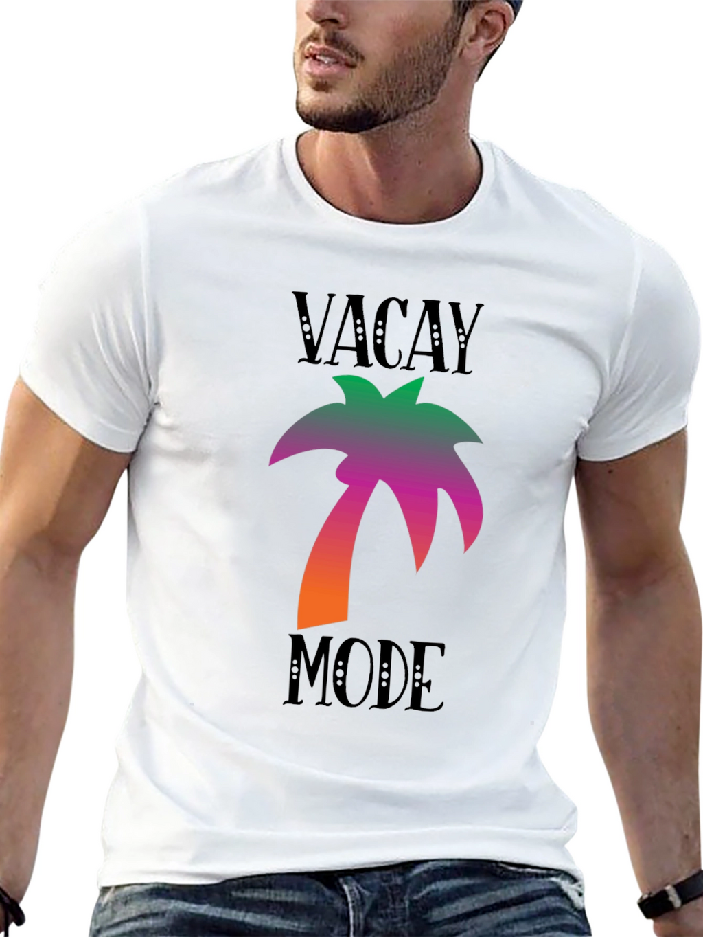 Vacay Mode Black Palm Tree Graphic Tee