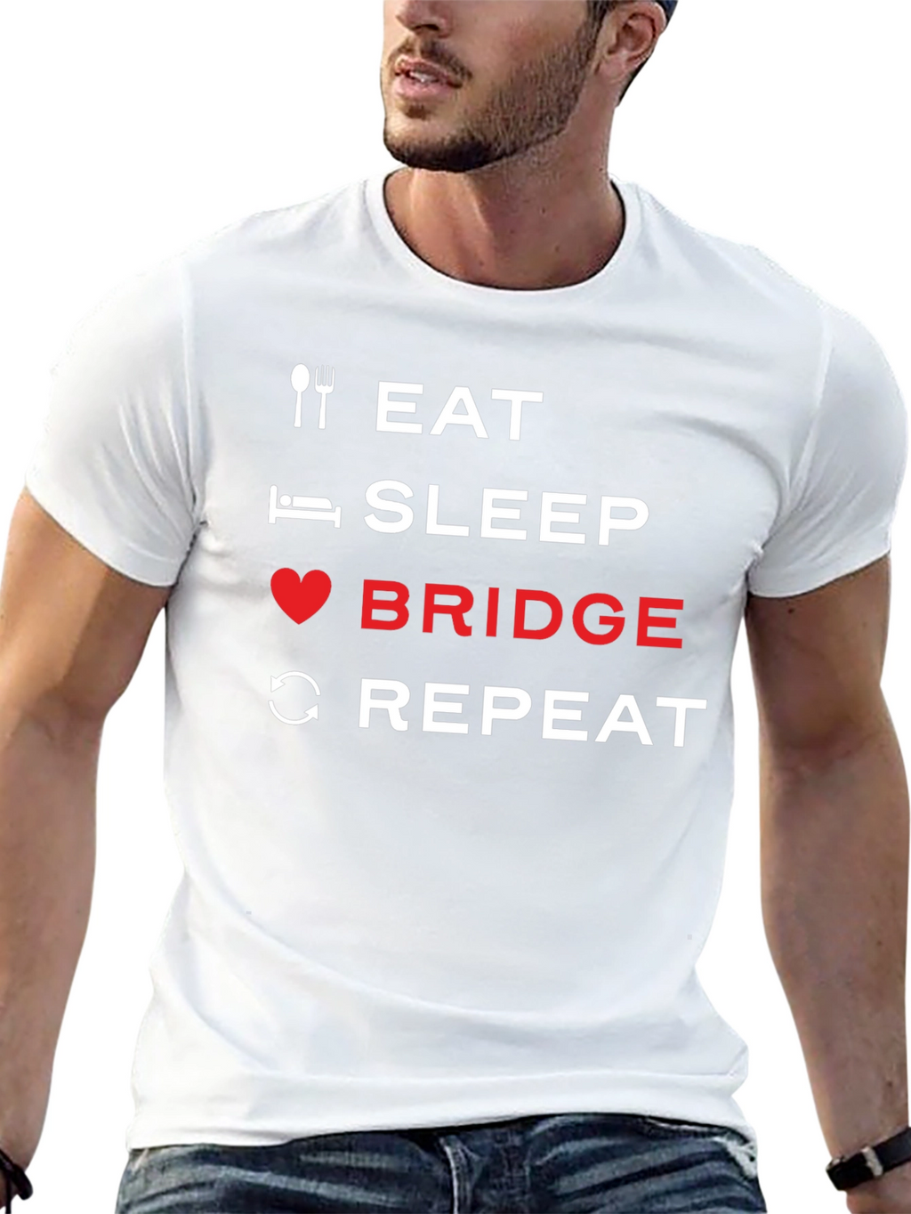 Eat Sleep Bridge Repeat Black T-Shirt