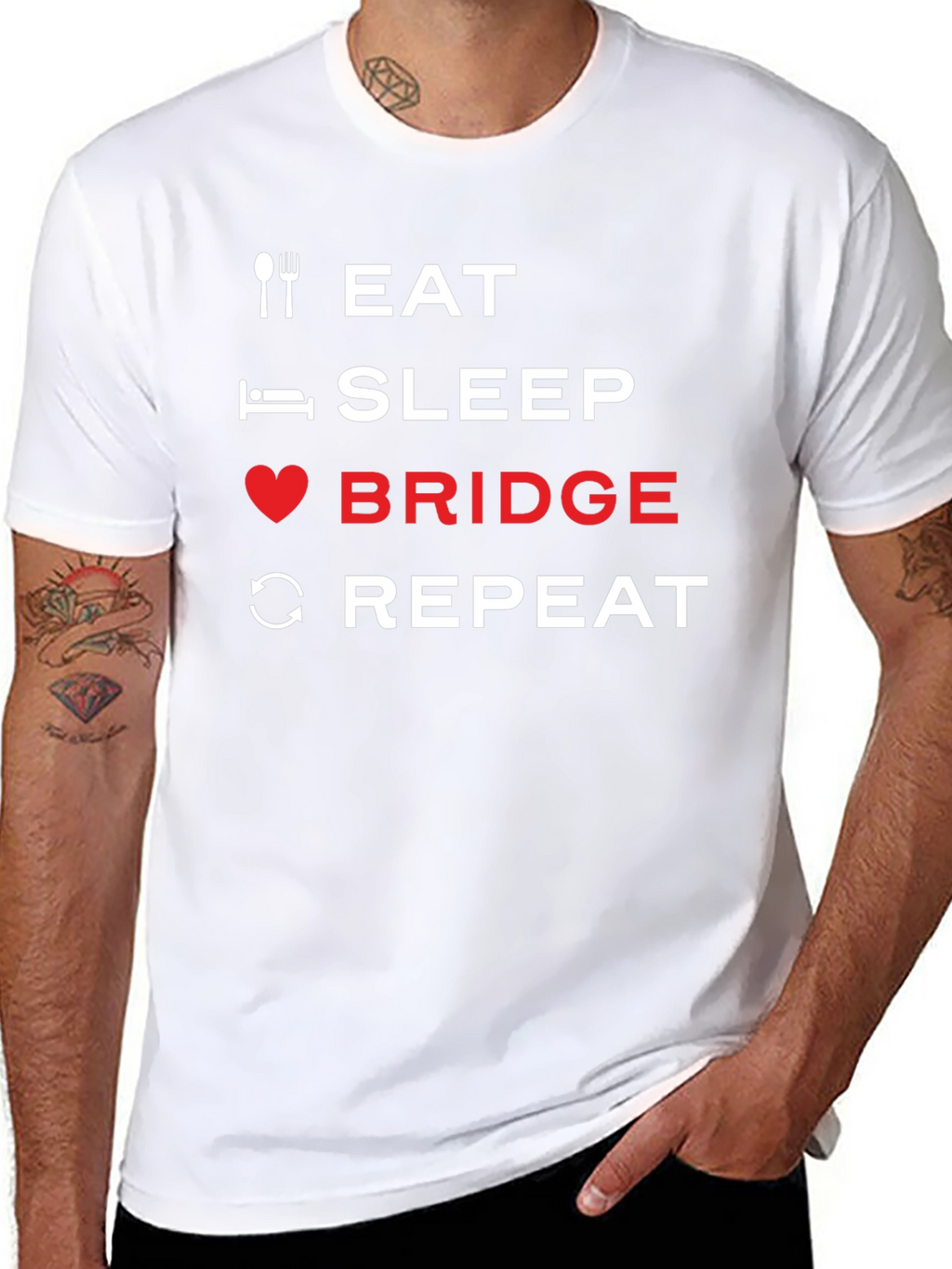 Eat Sleep Bridge Repeat Black T-Shirt