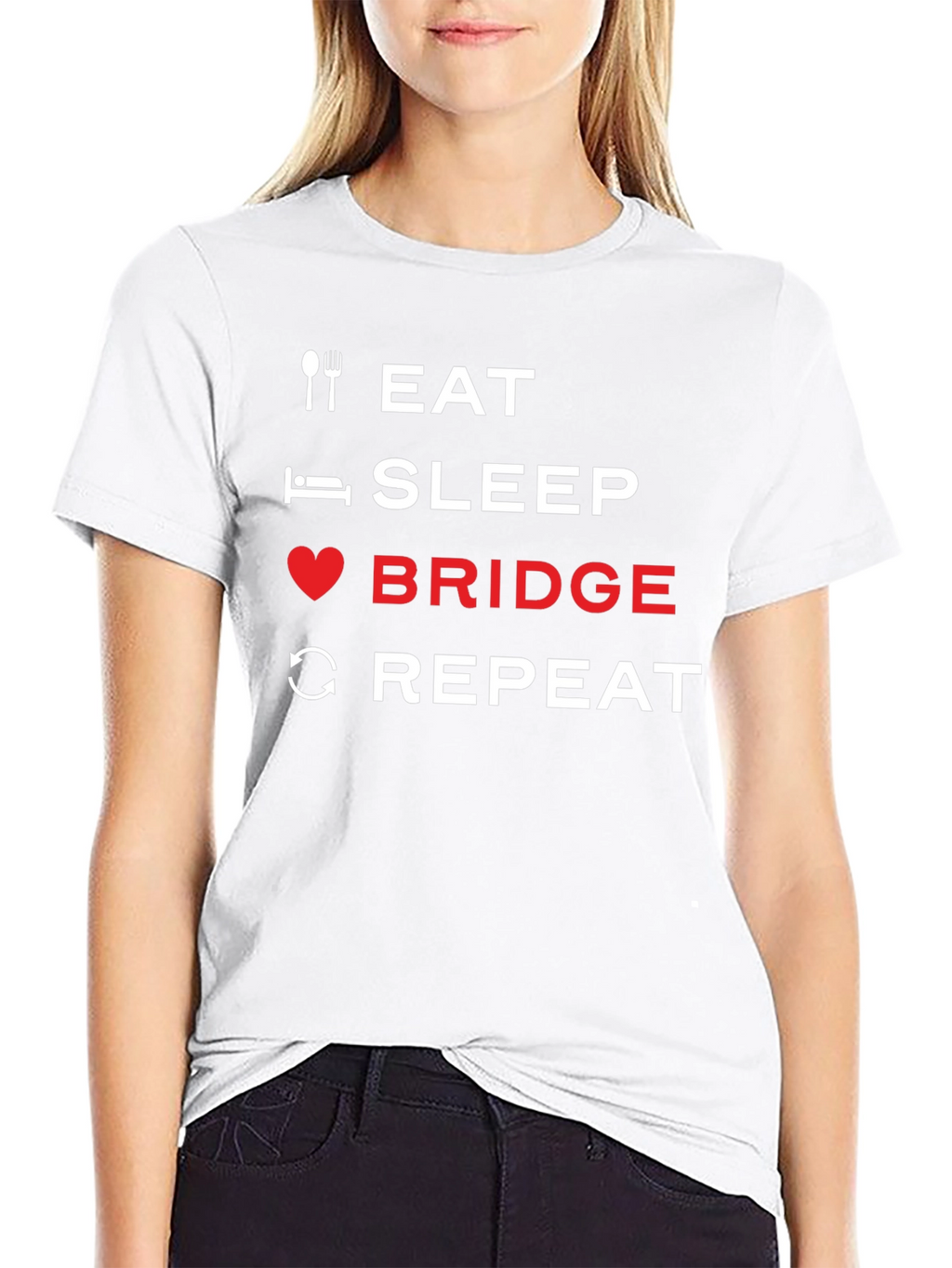 Eat Sleep Bridge Repeat Black T-Shirt