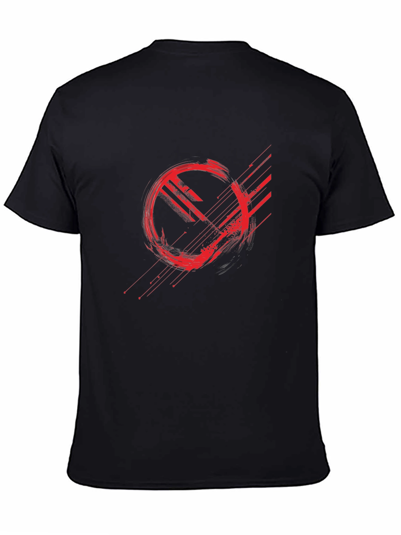 Abstract Red Graphic Print Black T-Shirt
