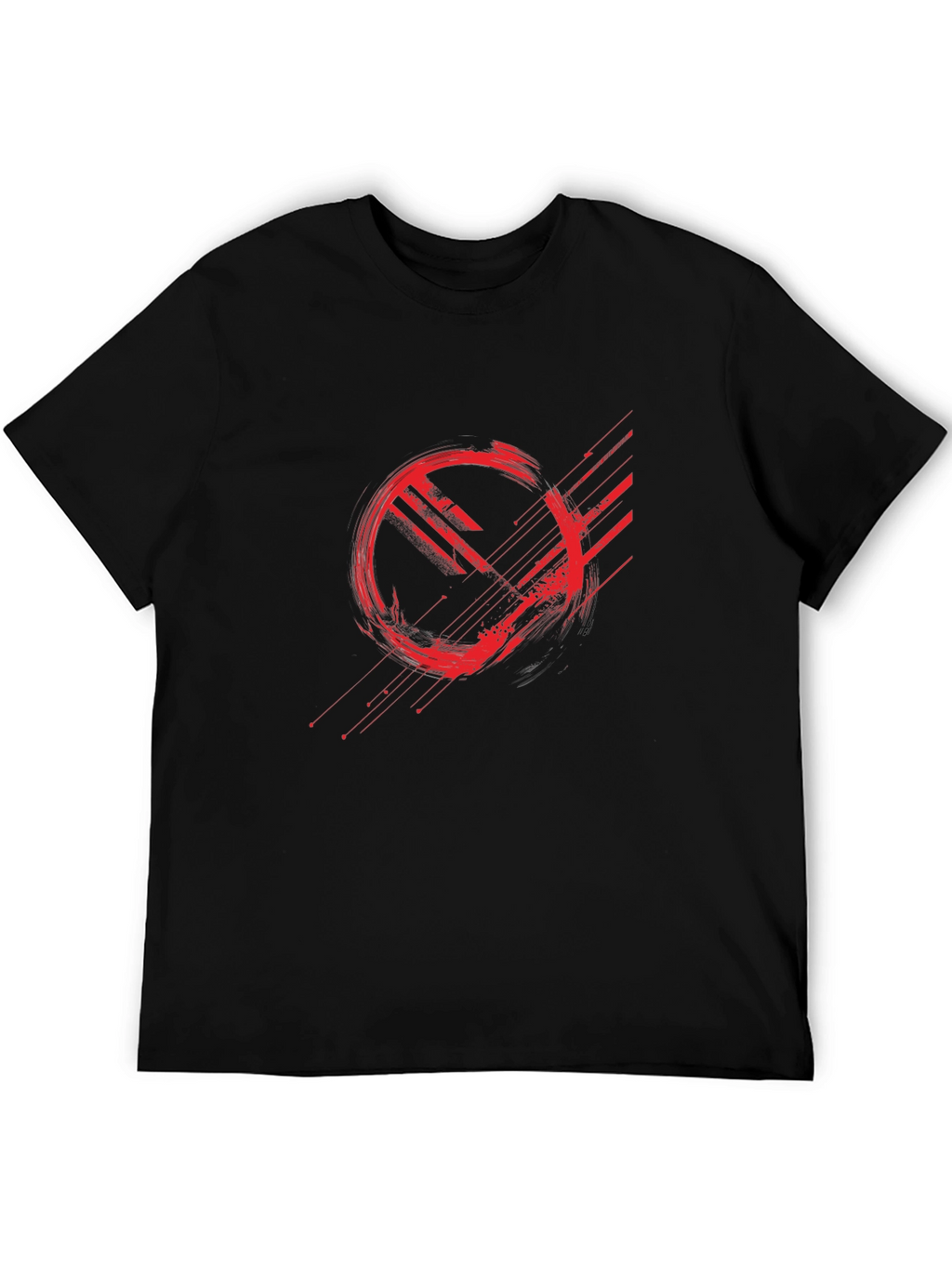 Abstract Red Graphic Print Black T-Shirt