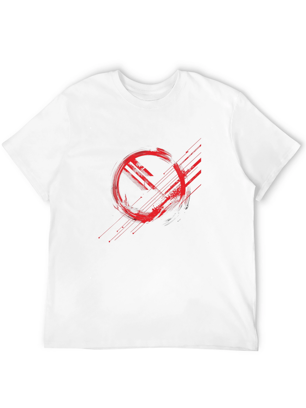 Abstract Red Graphic Print Black T-Shirt