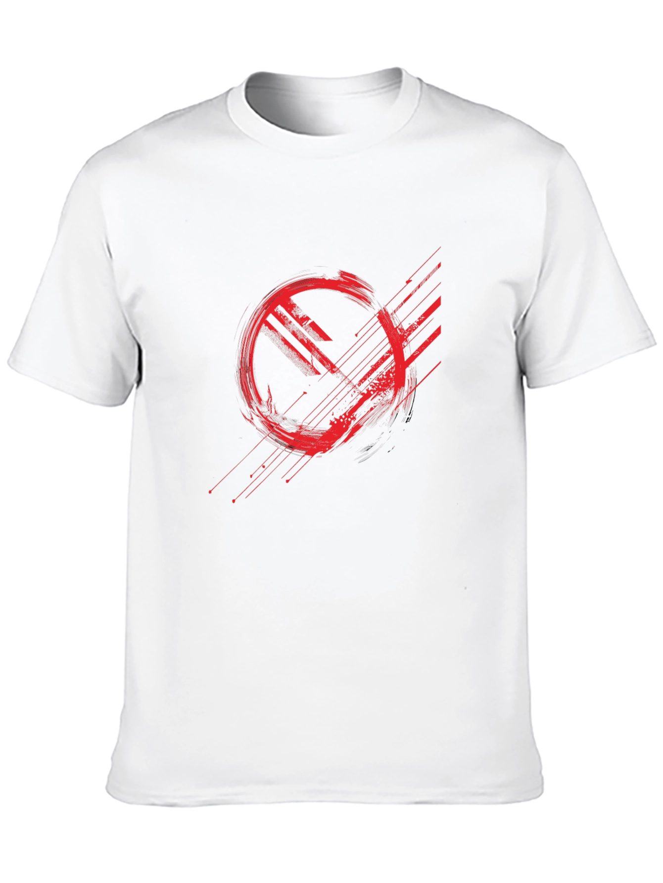 Abstract Red Graphic Print Black T-Shirt