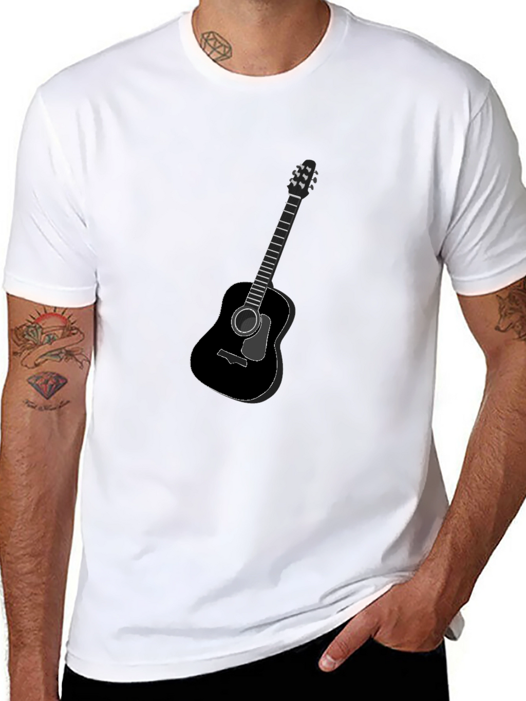 Guitar Graphic Black T-Shirt - Classic Music Tee