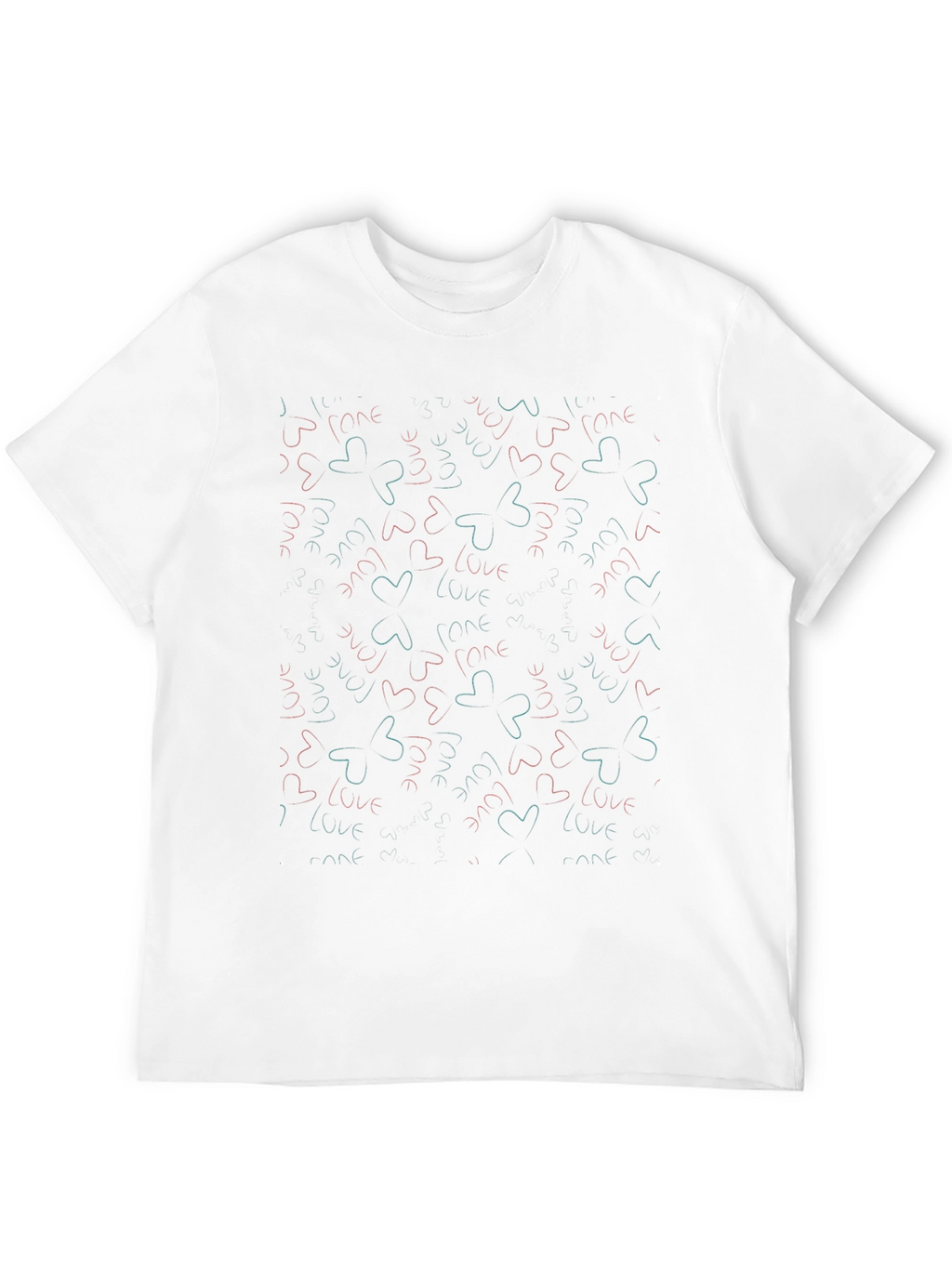I Love You Heart Pattern Black T-Shirt