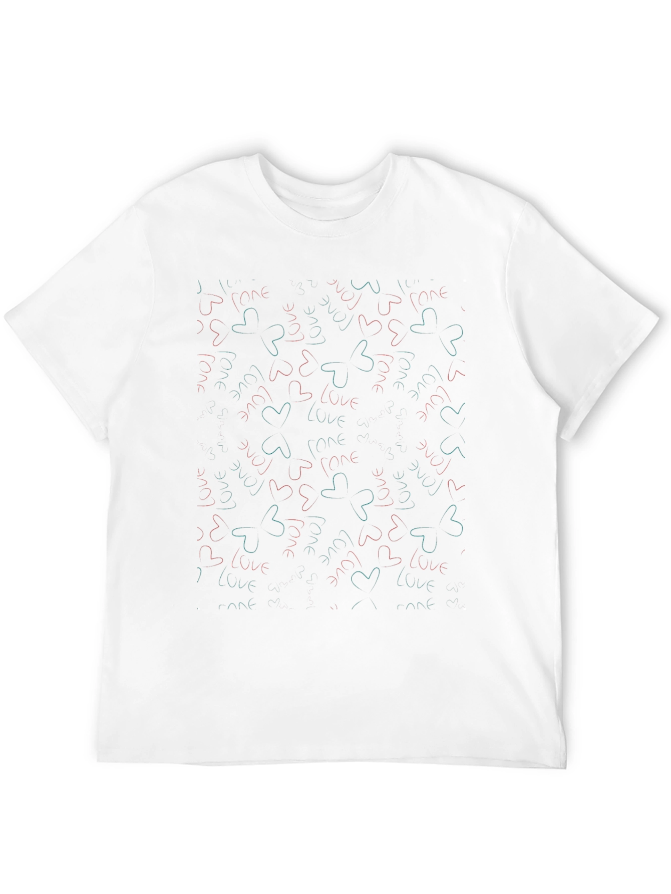 I Love You Heart Pattern Black T-Shirt