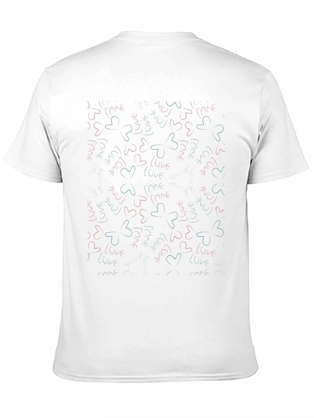 I Love You Heart Pattern Black T-Shirt