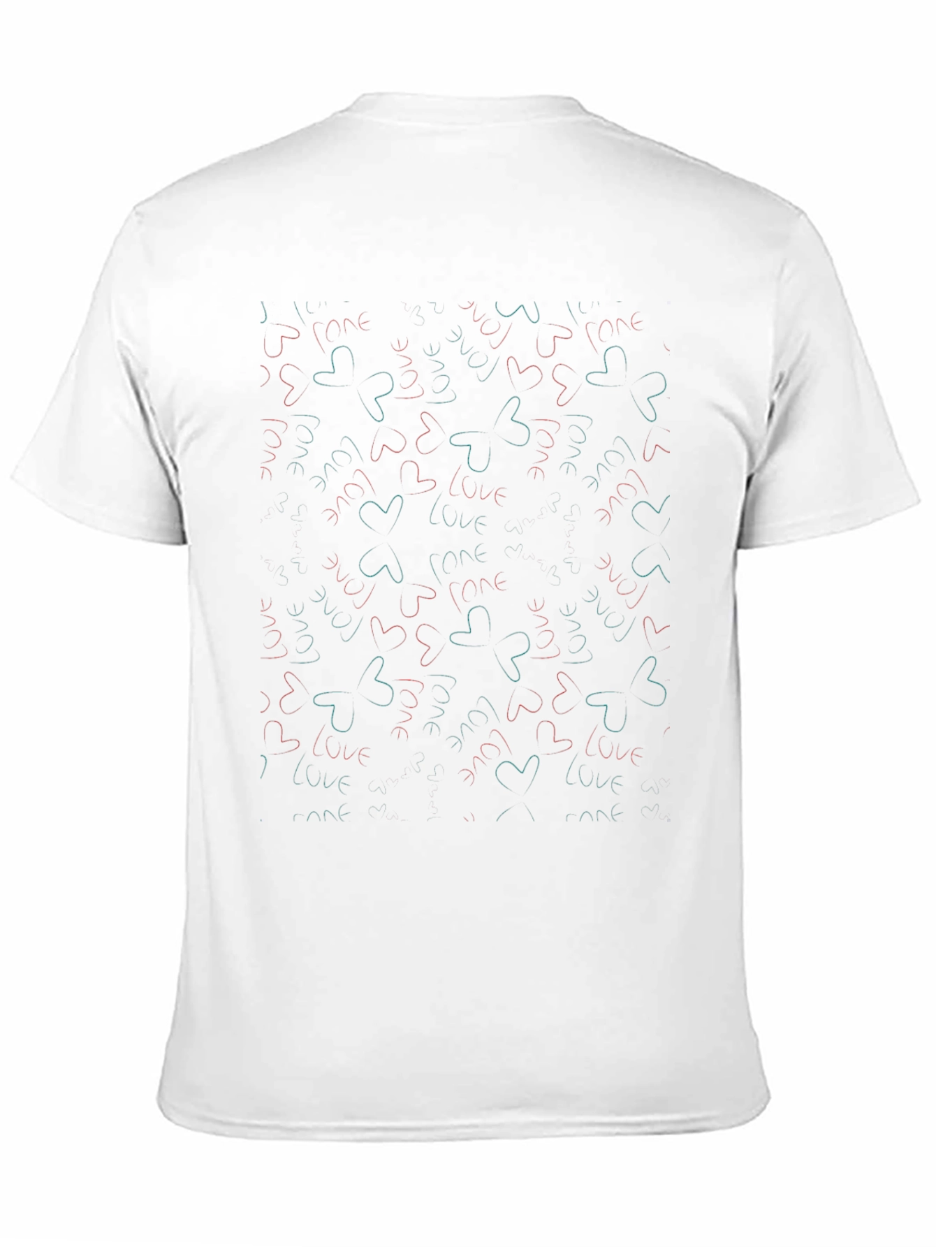 I Love You Heart Pattern Black T-Shirt