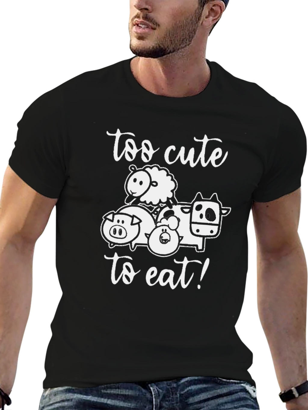 Too Cute To Eat Black Graphic Tee