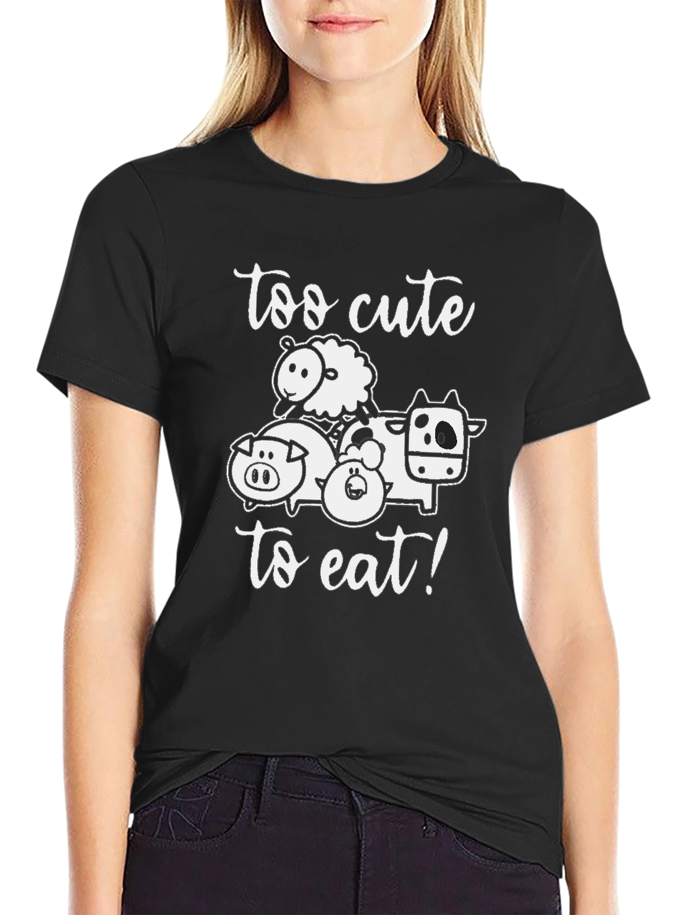 Too Cute To Eat Black Graphic Tee