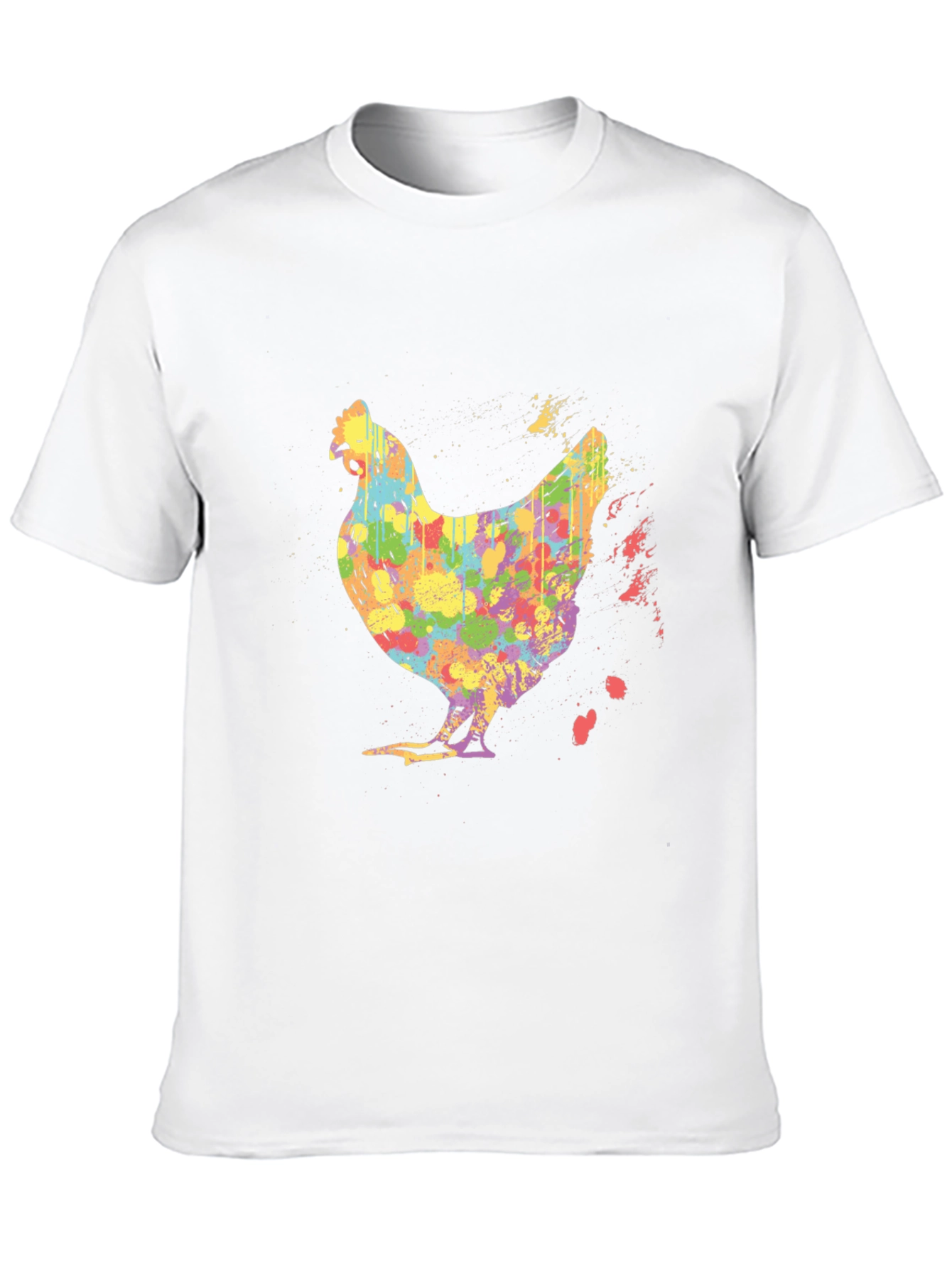Colorful Chicken Graphic Tee - Mens Black T-Shirt