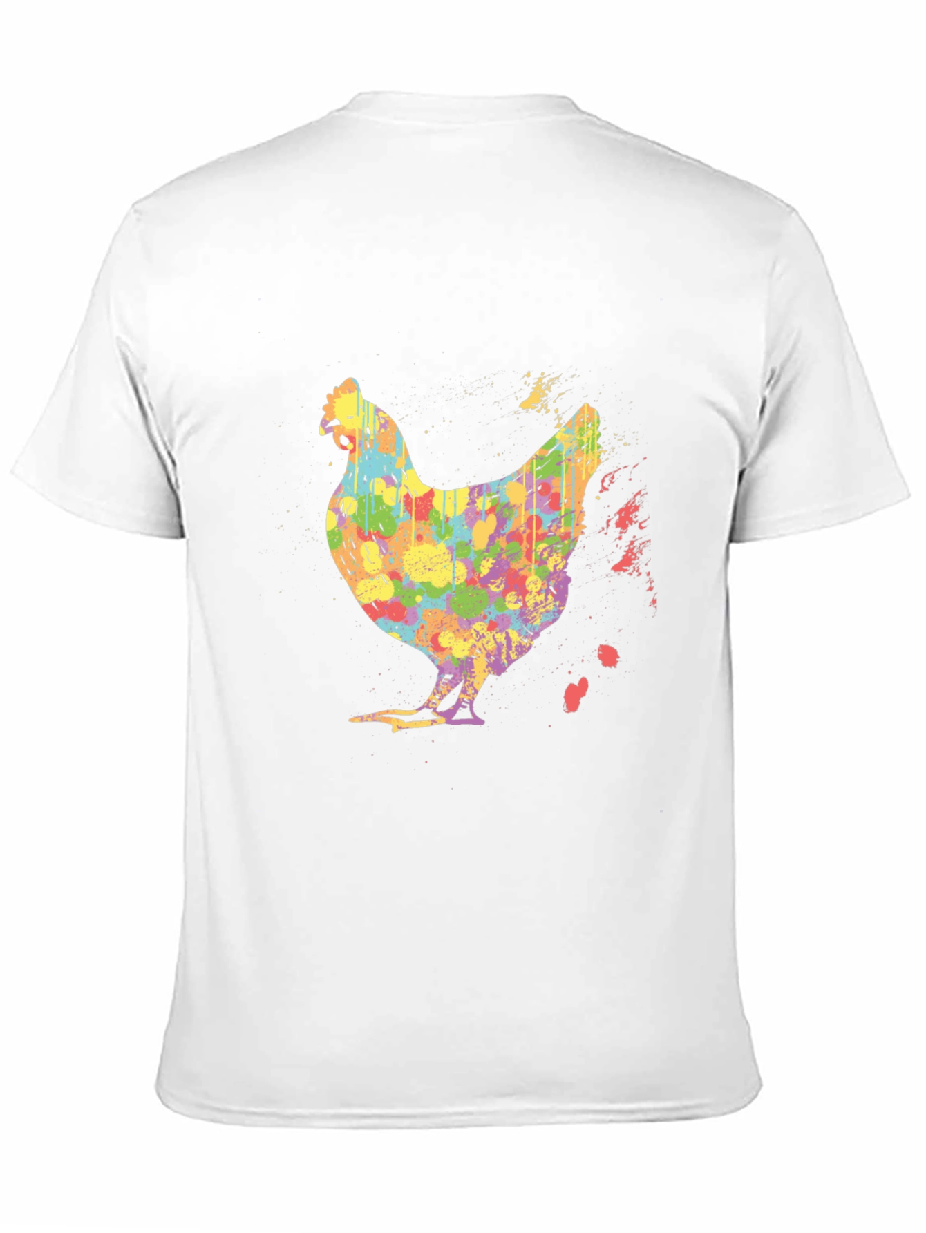 Colorful Chicken Graphic Tee - Mens Black T-Shirt