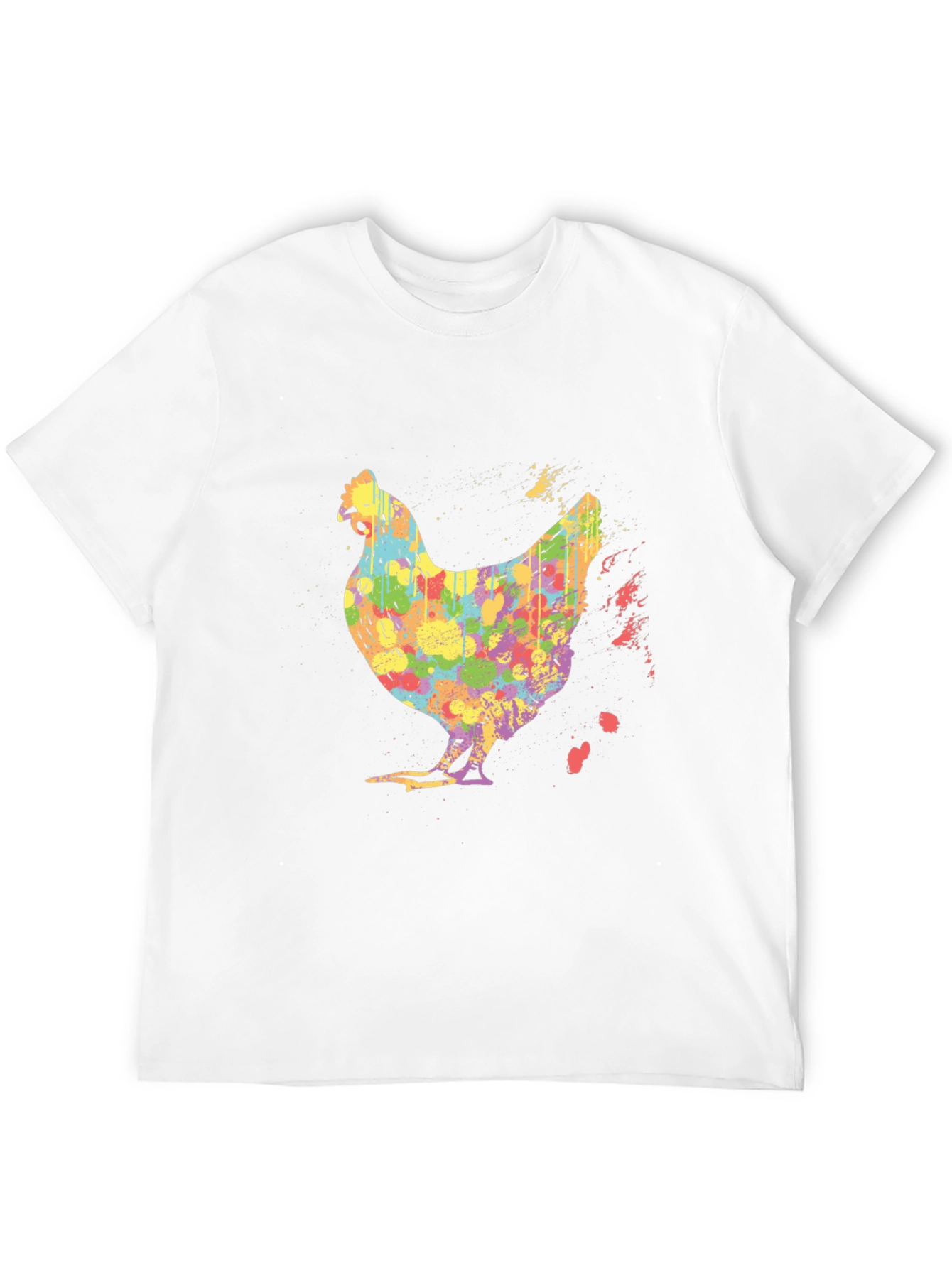 Colorful Chicken Graphic Tee - Mens Black T-Shirt