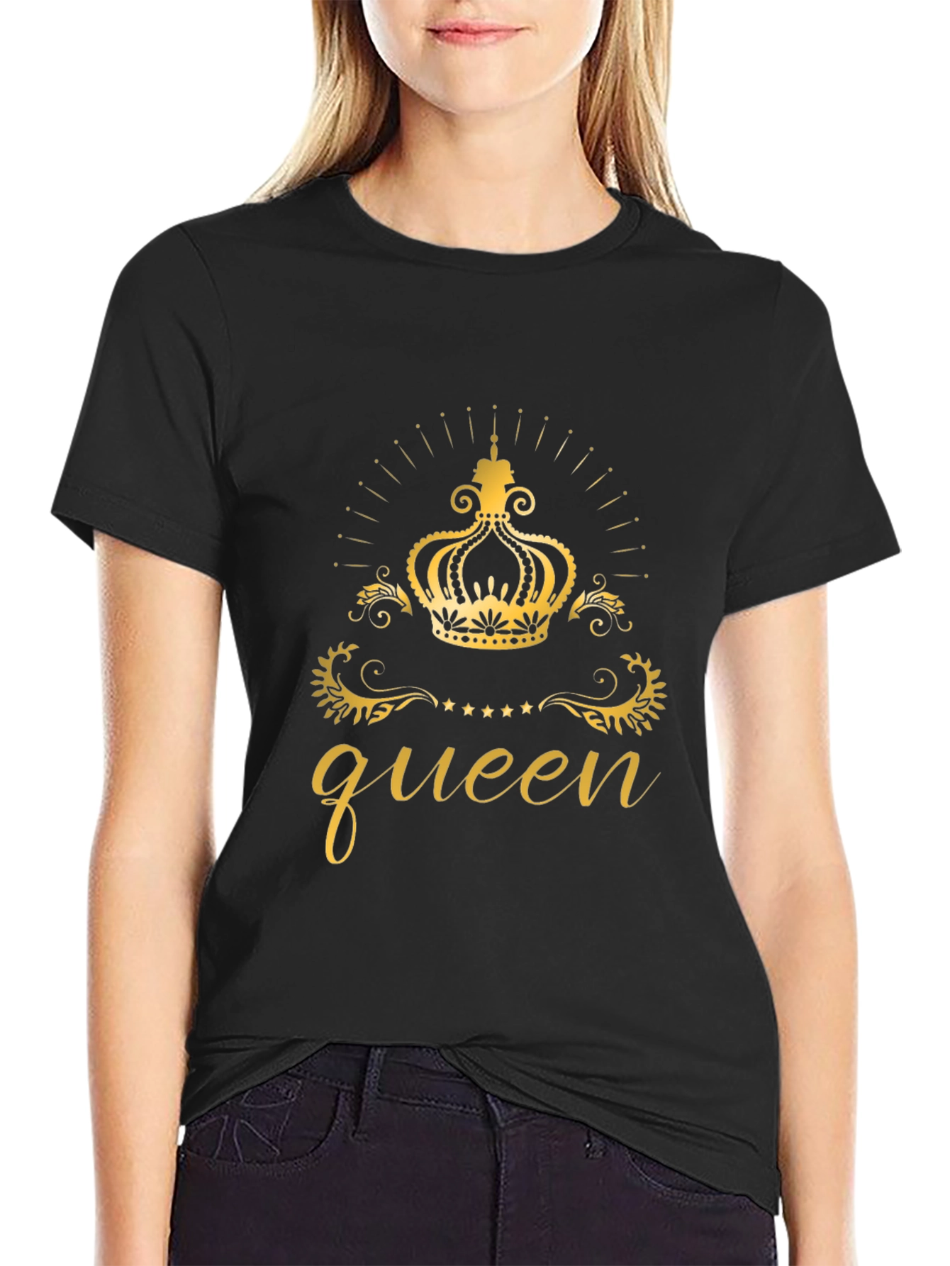 Queen Crown Graphic Black T-Shirt