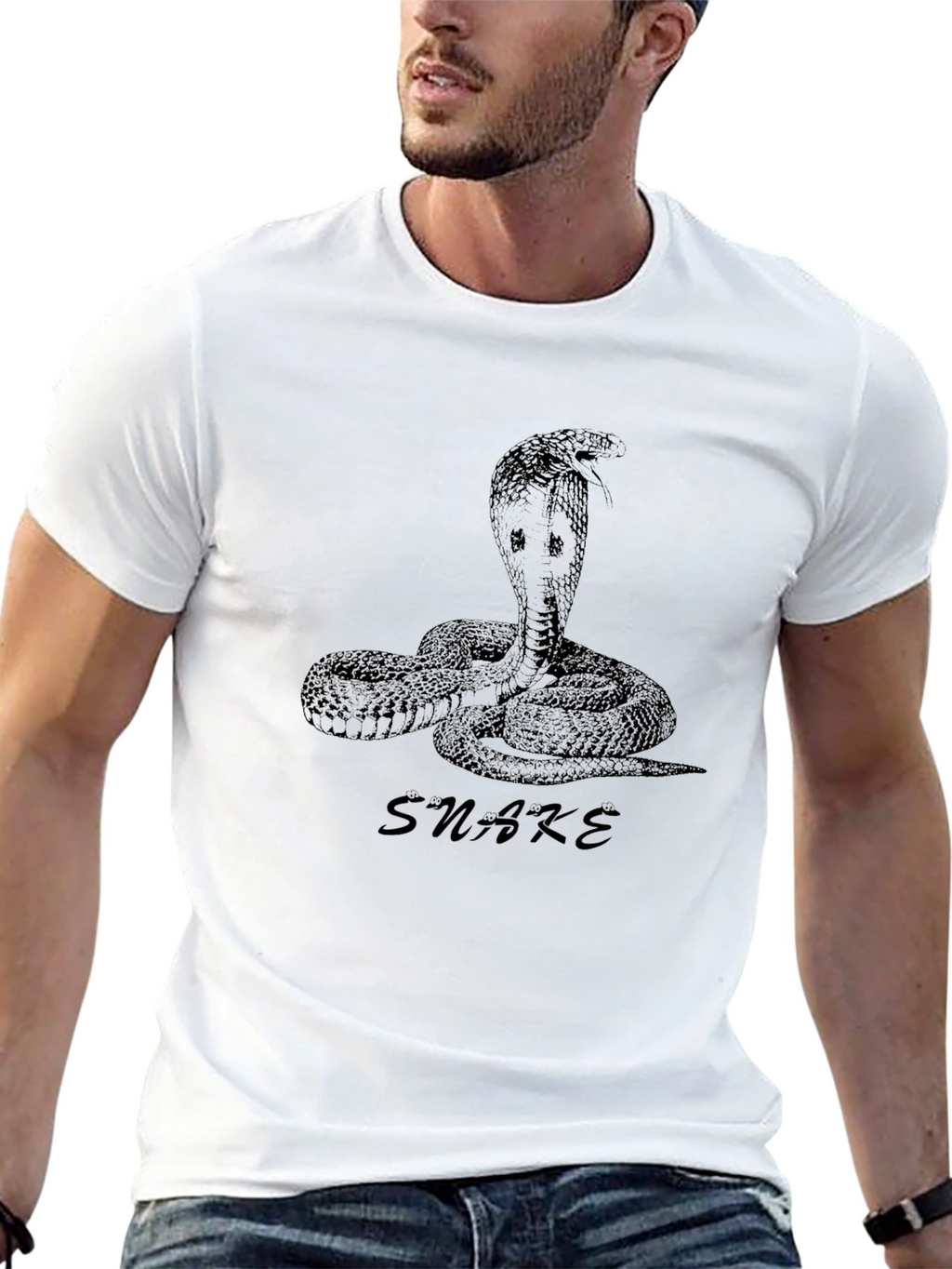 Mens Black Snake Graphic Tee