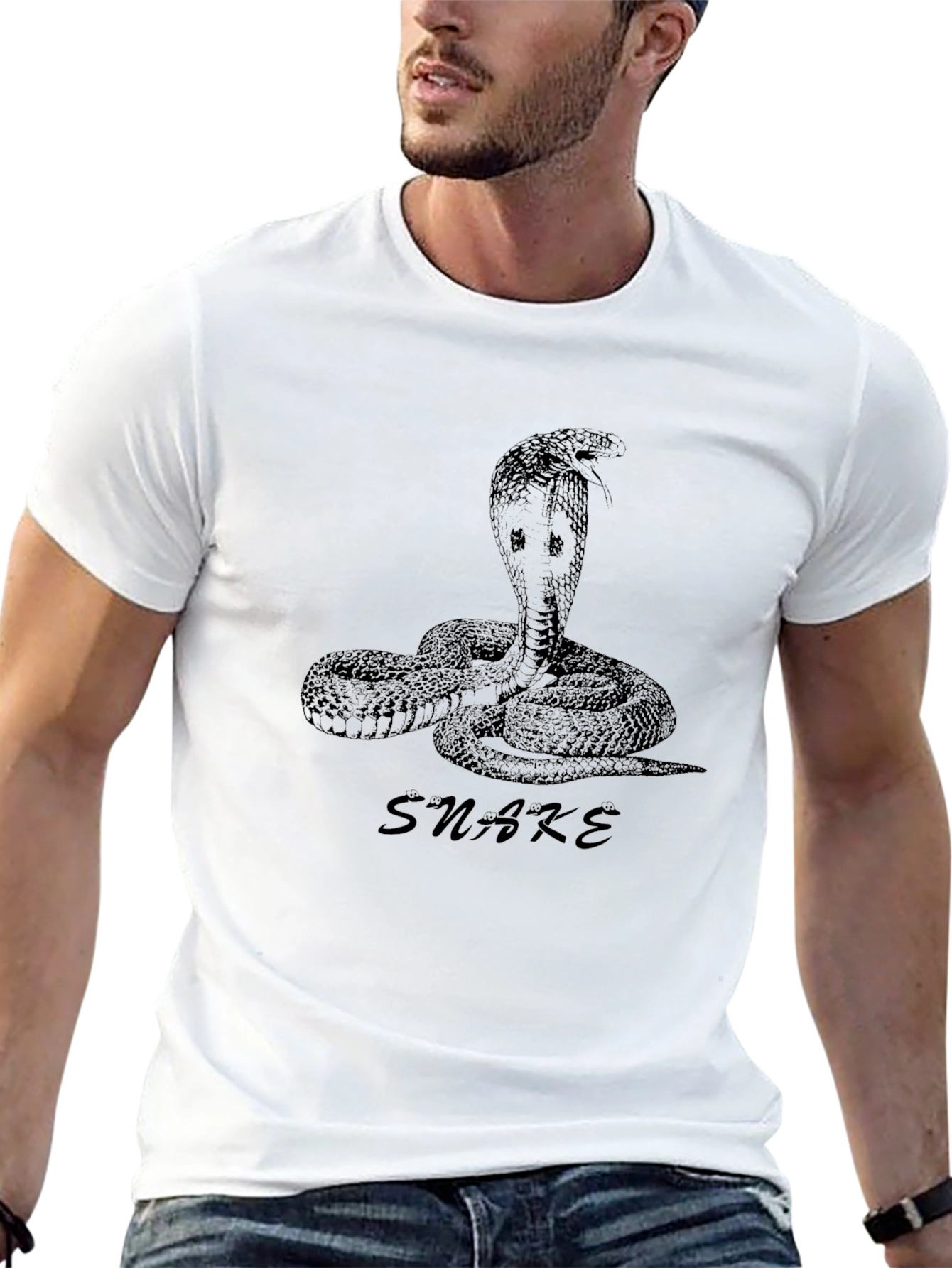 Mens Black Snake Graphic Tee