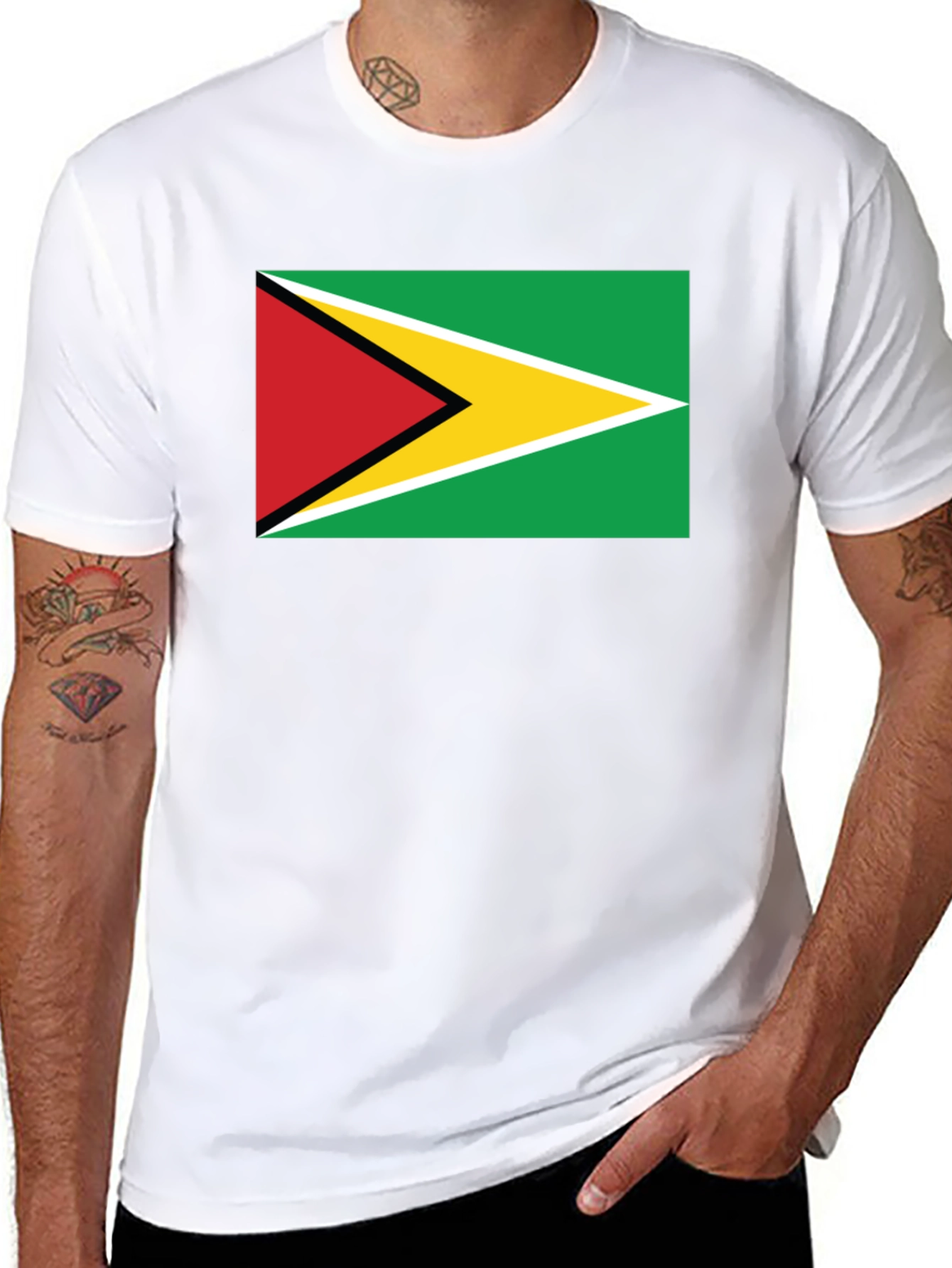 Guyana Flag Graphic Black T-Shirt