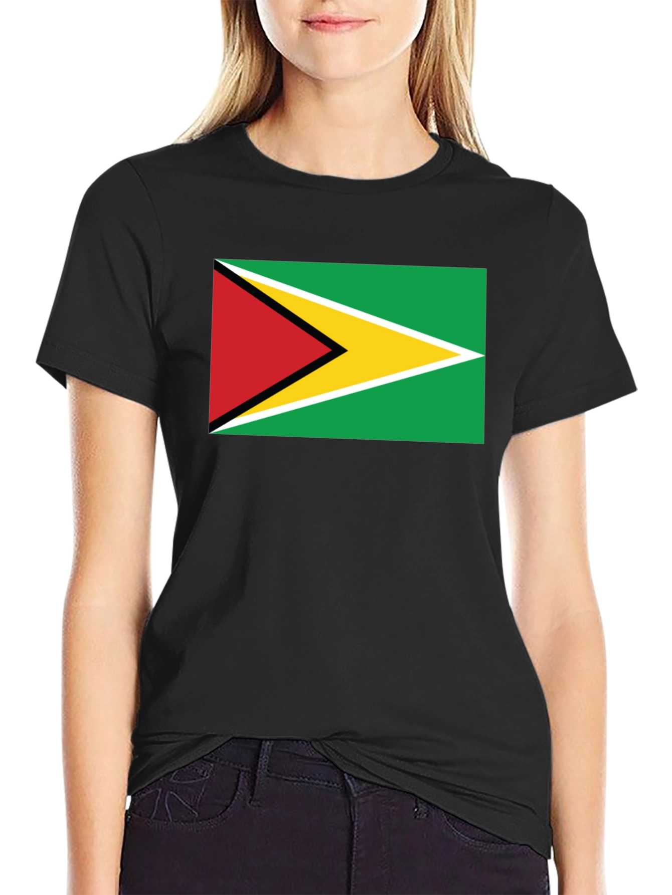 Guyana Flag Graphic Black T-Shirt