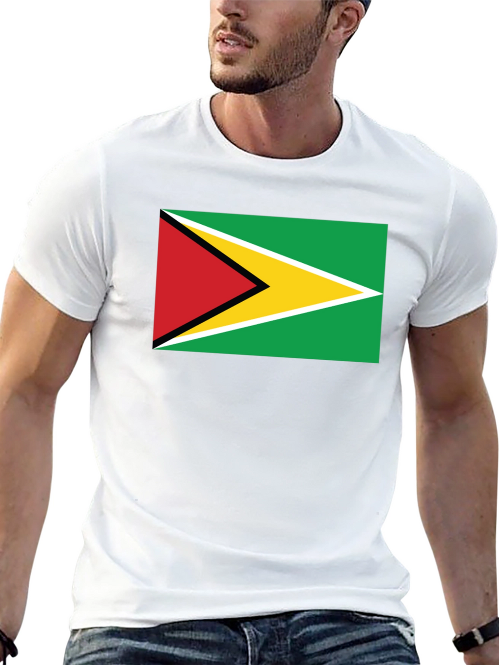 Guyana Flag Graphic Black T-Shirt