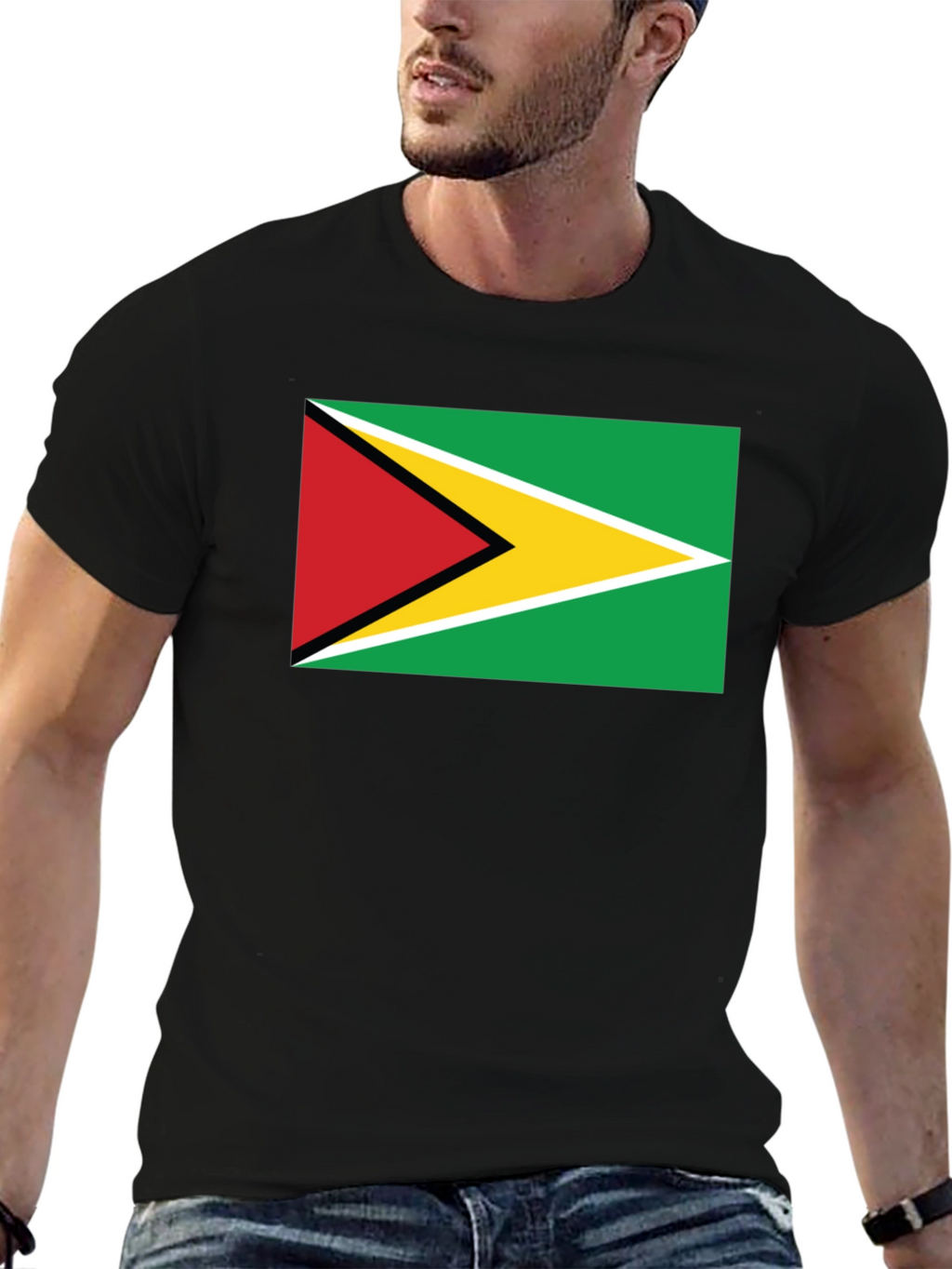 Guyana Flag Graphic Black T-Shirt