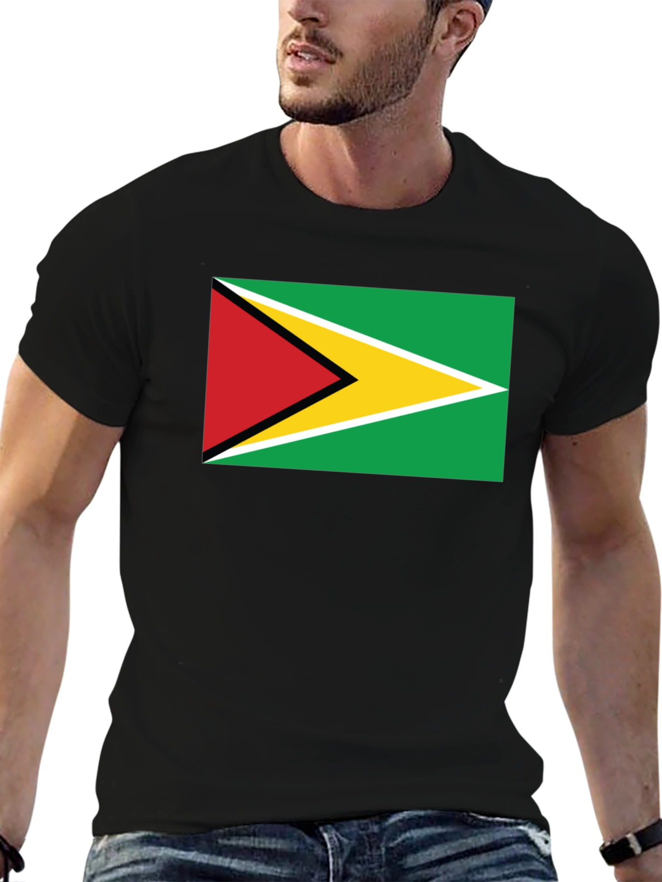 Guyana Flag Graphic Black T-Shirt