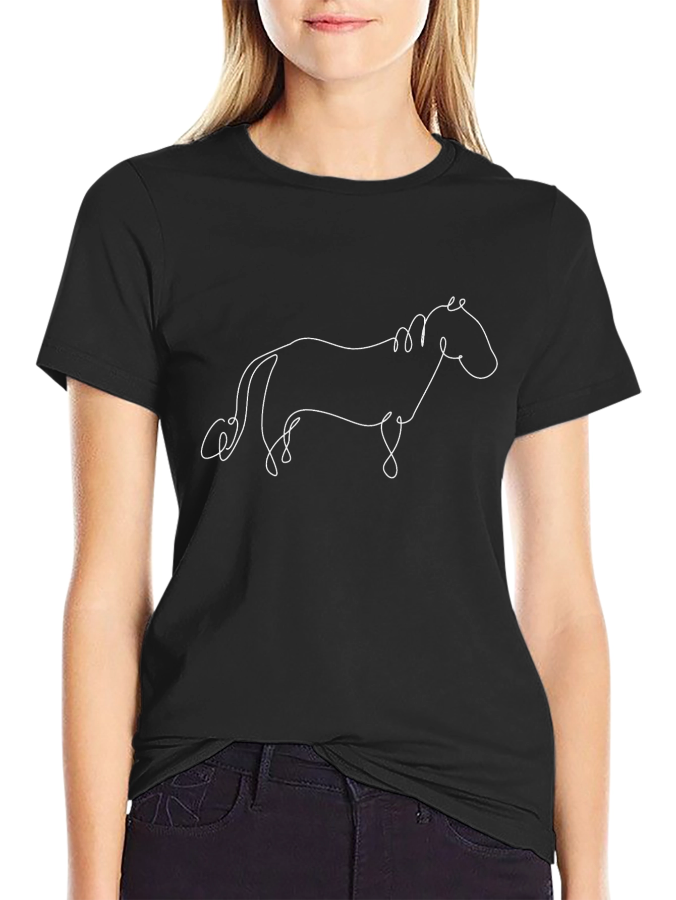 Minimalist Horse Line Art T-Shirt