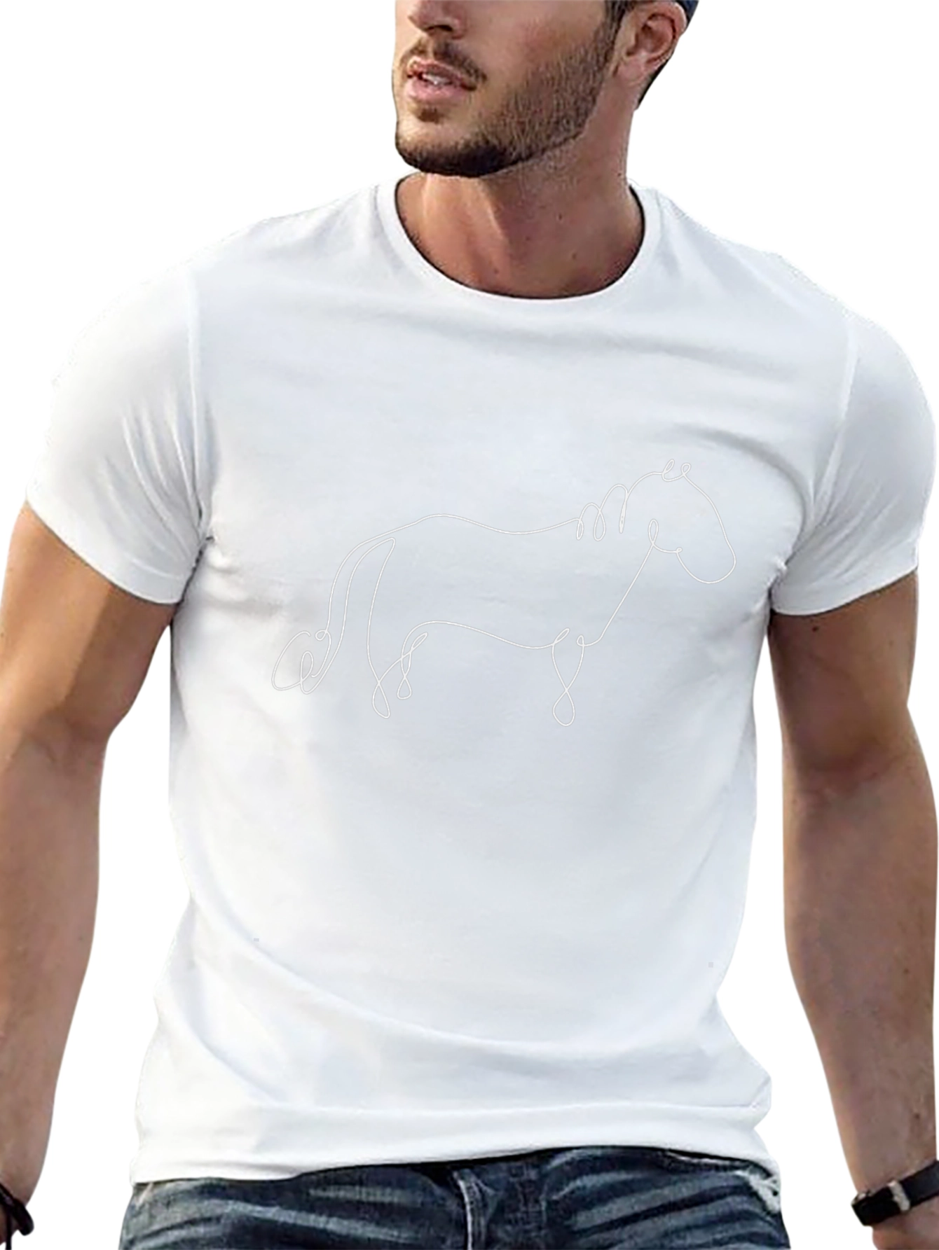 Minimalist Horse Line Art T-Shirt