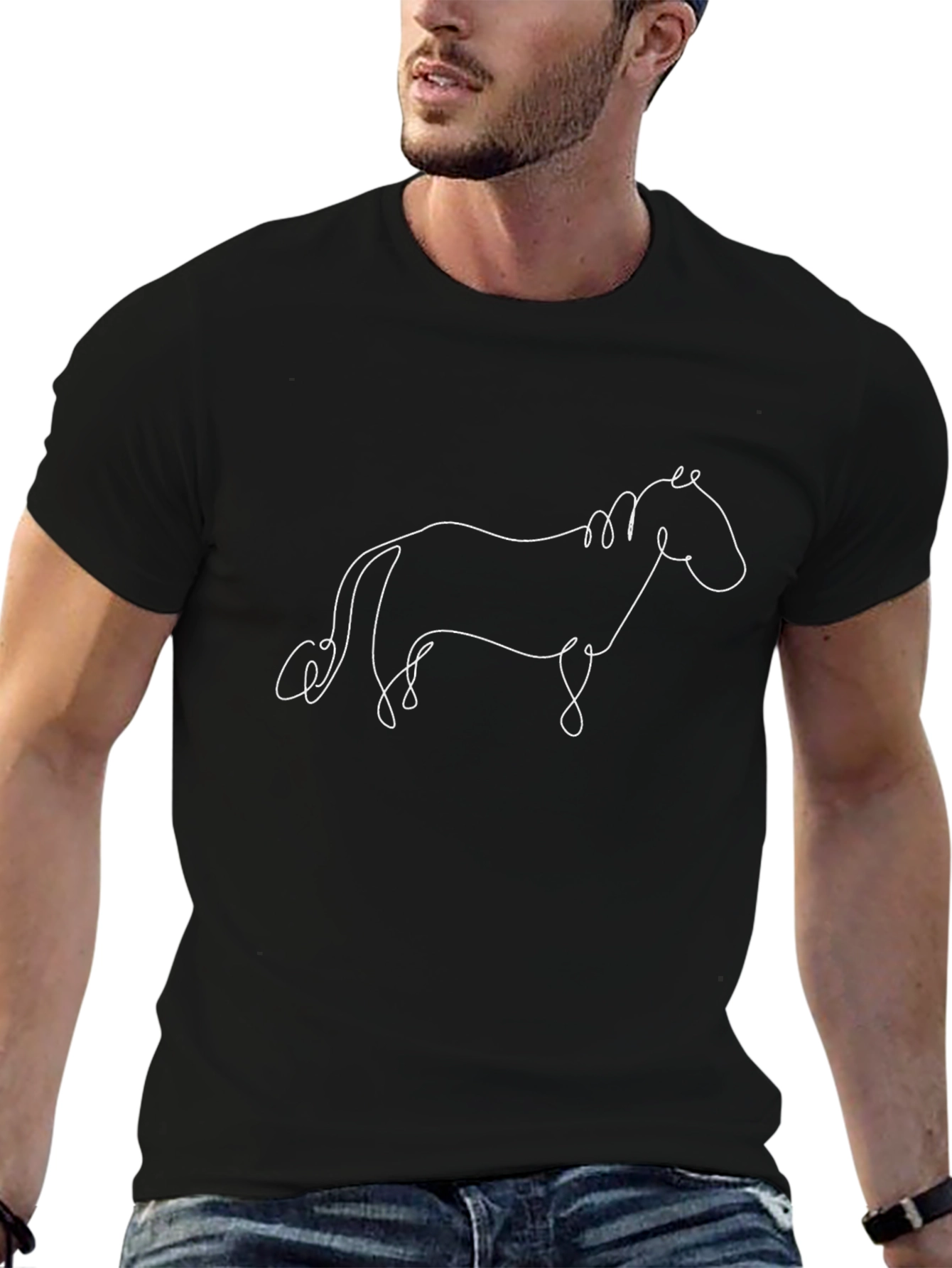 Minimalist Horse Line Art T-Shirt