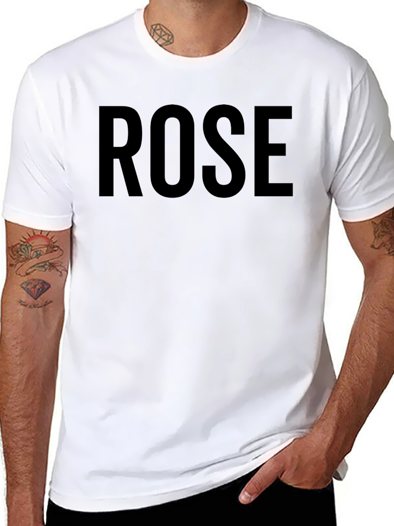 Mens Black ROSE Graphic Tee - Casual Style