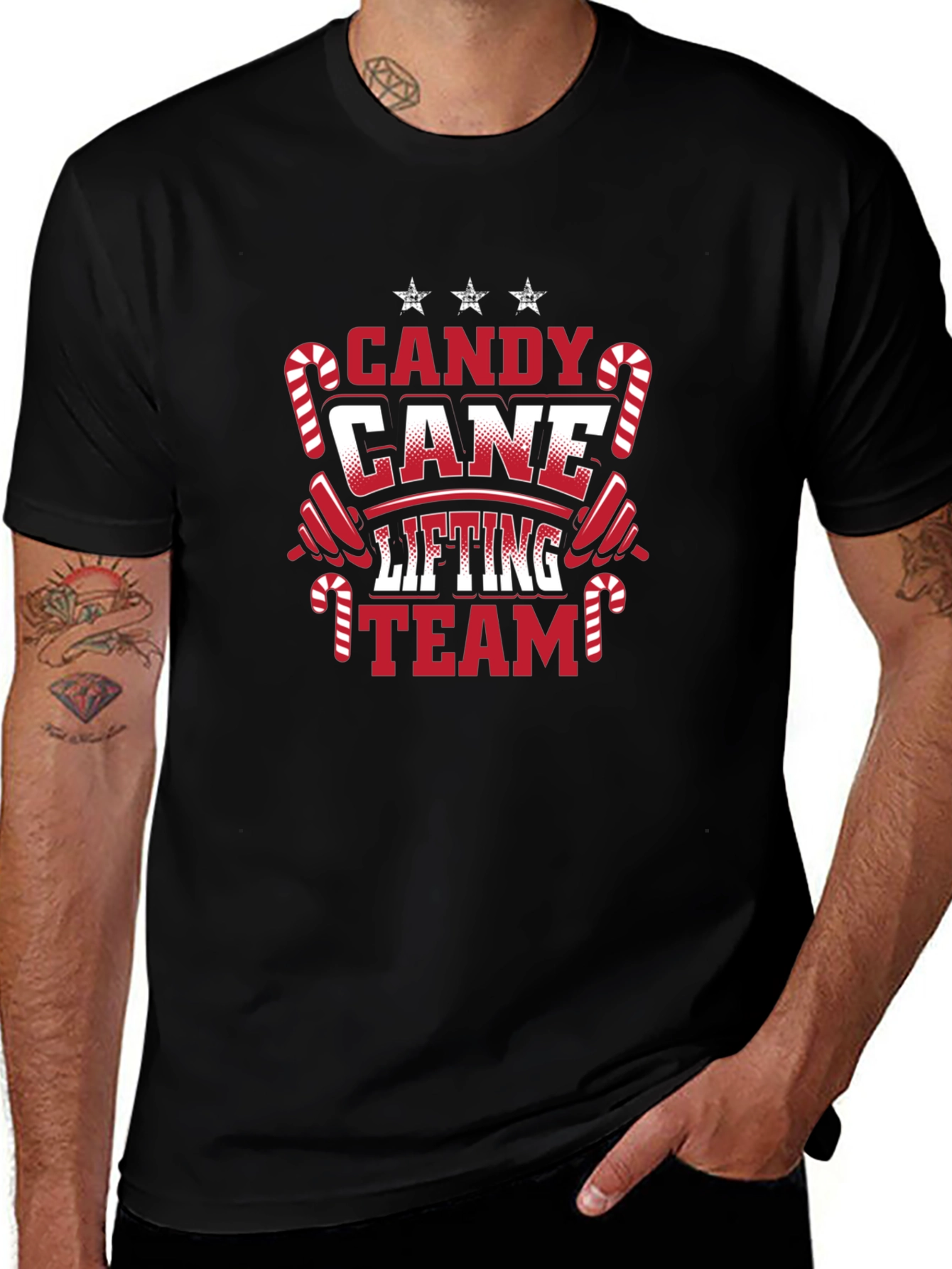 Candy Cane Lifting Team Christmas T-Shirt