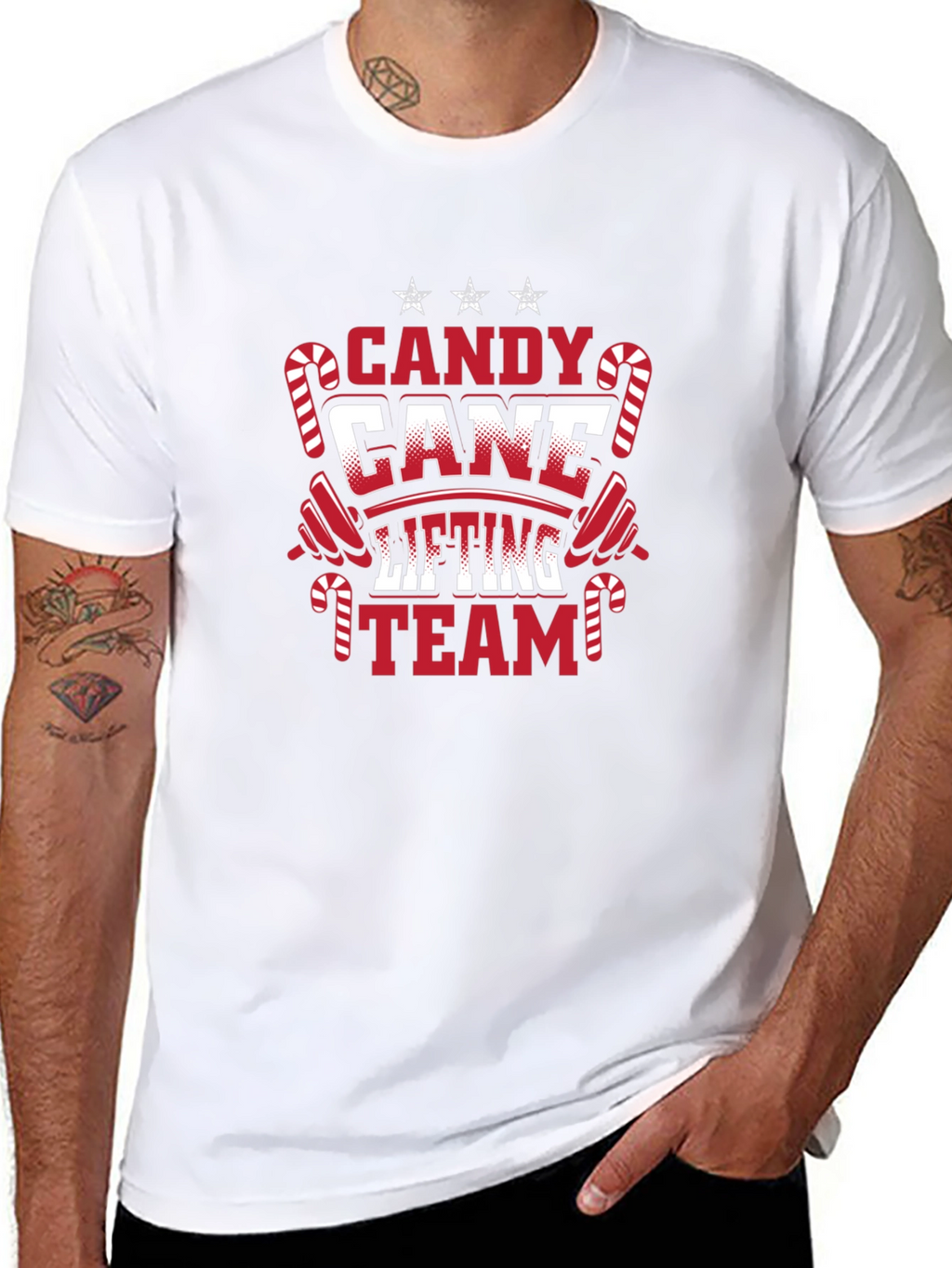 Candy Cane Lifting Team Christmas T-Shirt